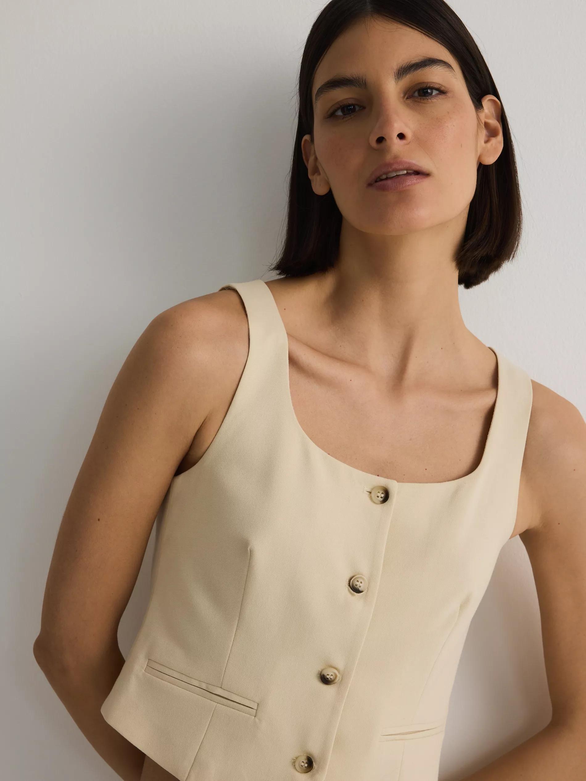 Cream Classic Vest, , large image number 0