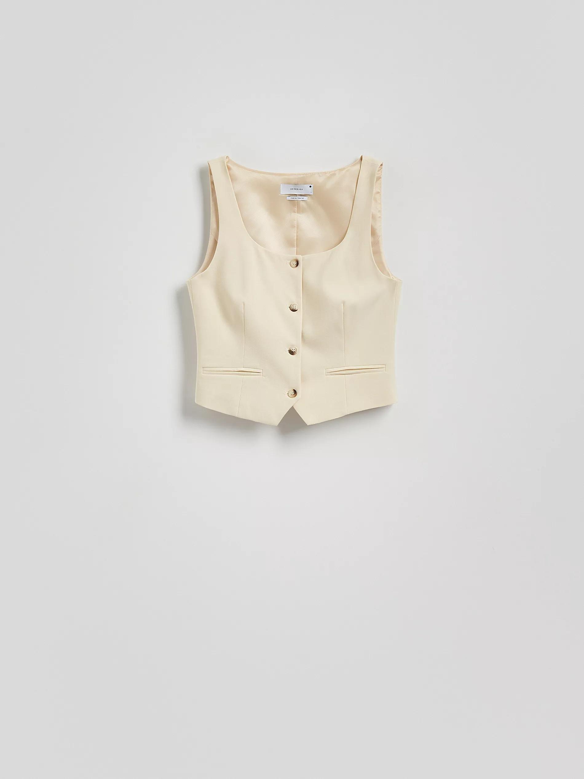 Cream Classic Vest, , large image number 0