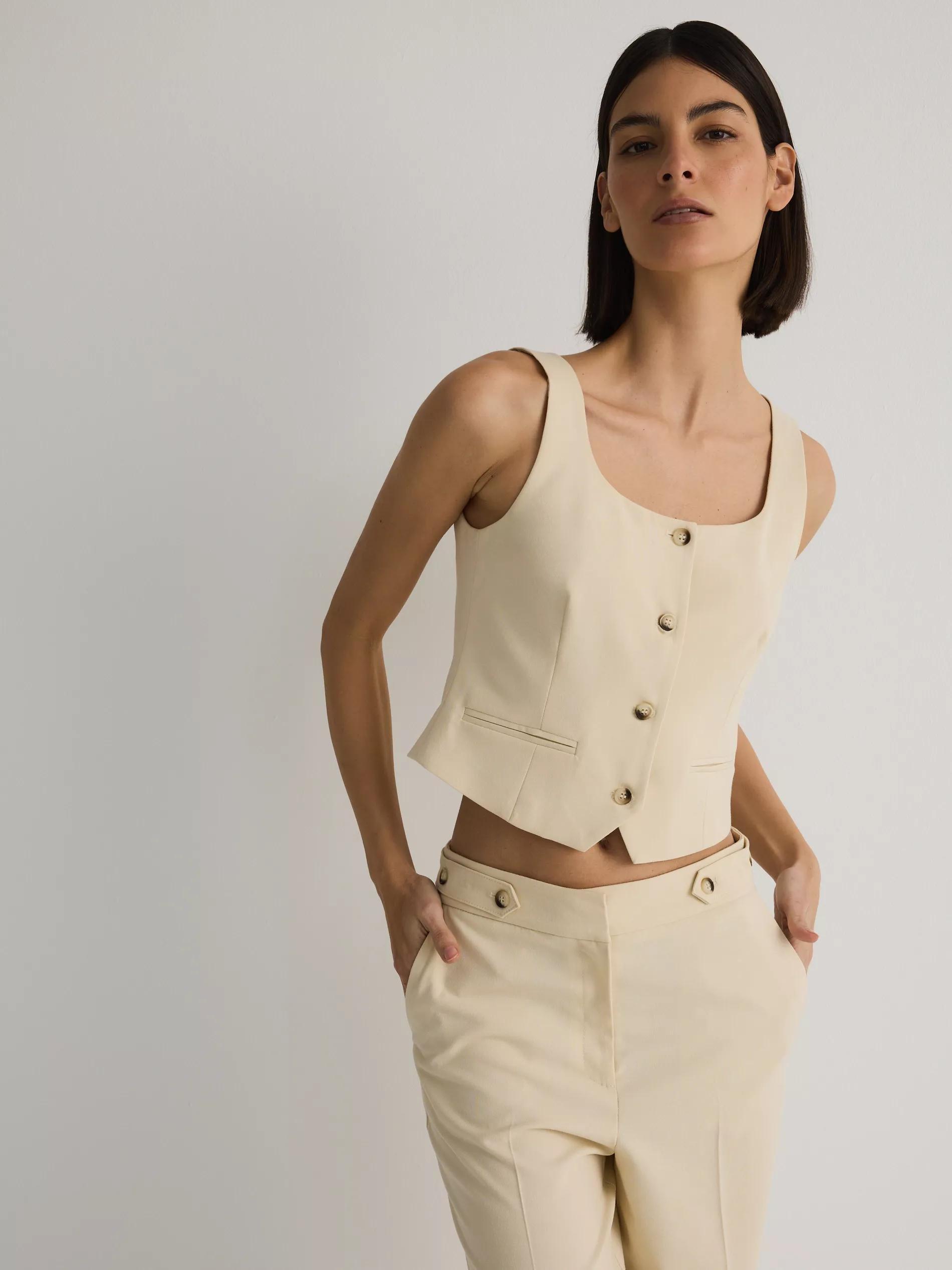 Cream Classic Vest, , large image number 1