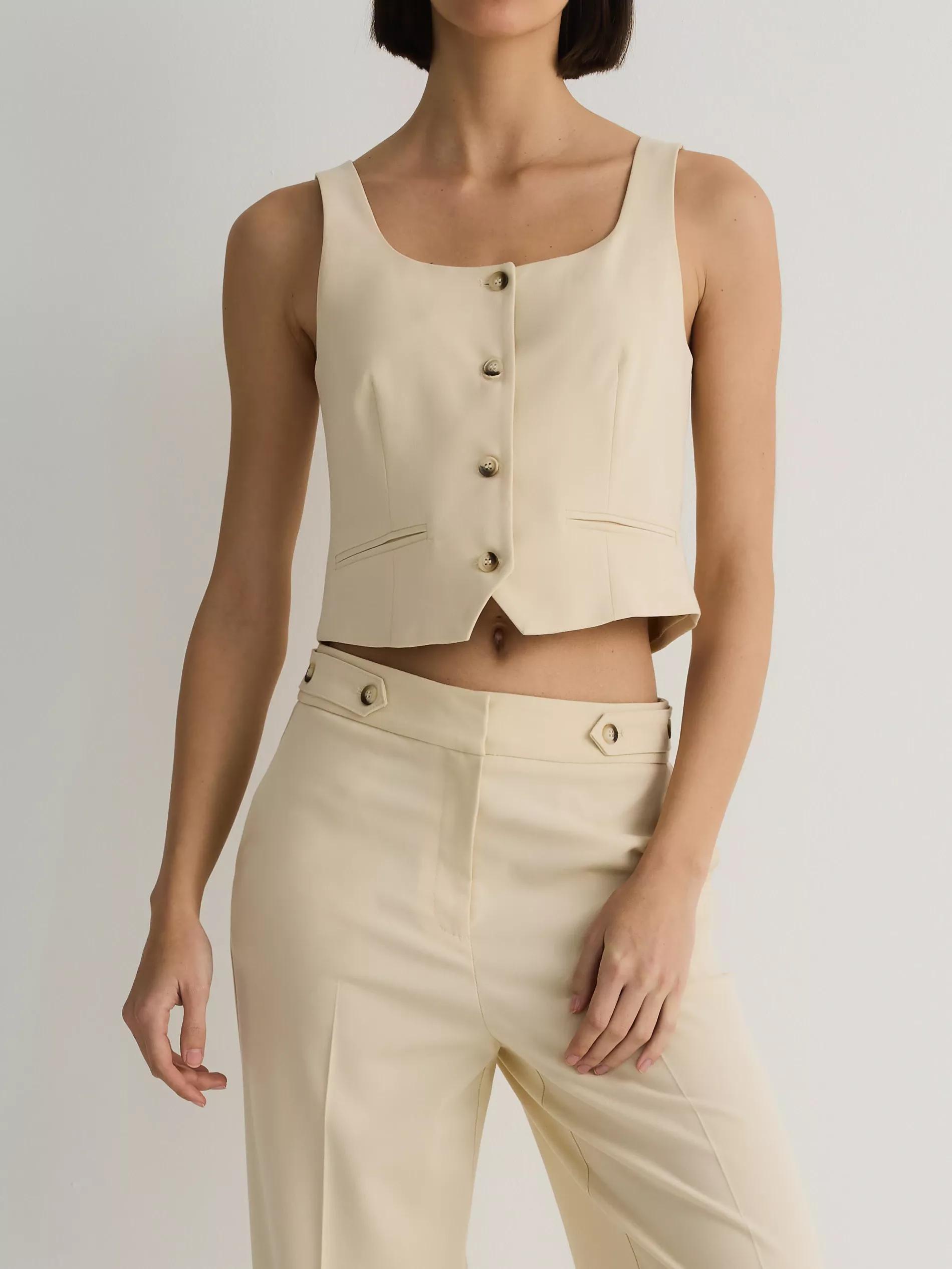 Cream Classic Vest, , large image number 2