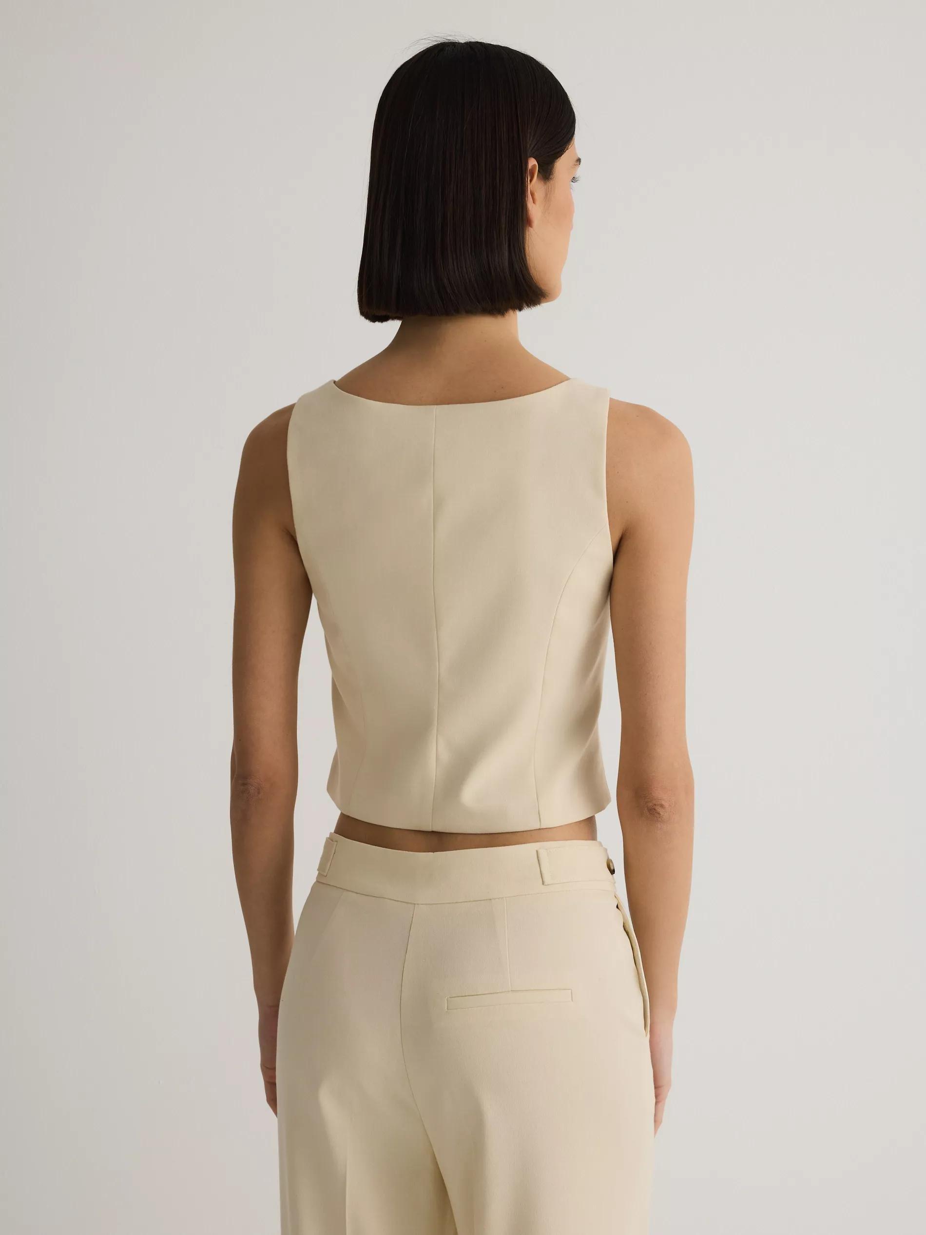 Cream Classic Vest, , large image number 4