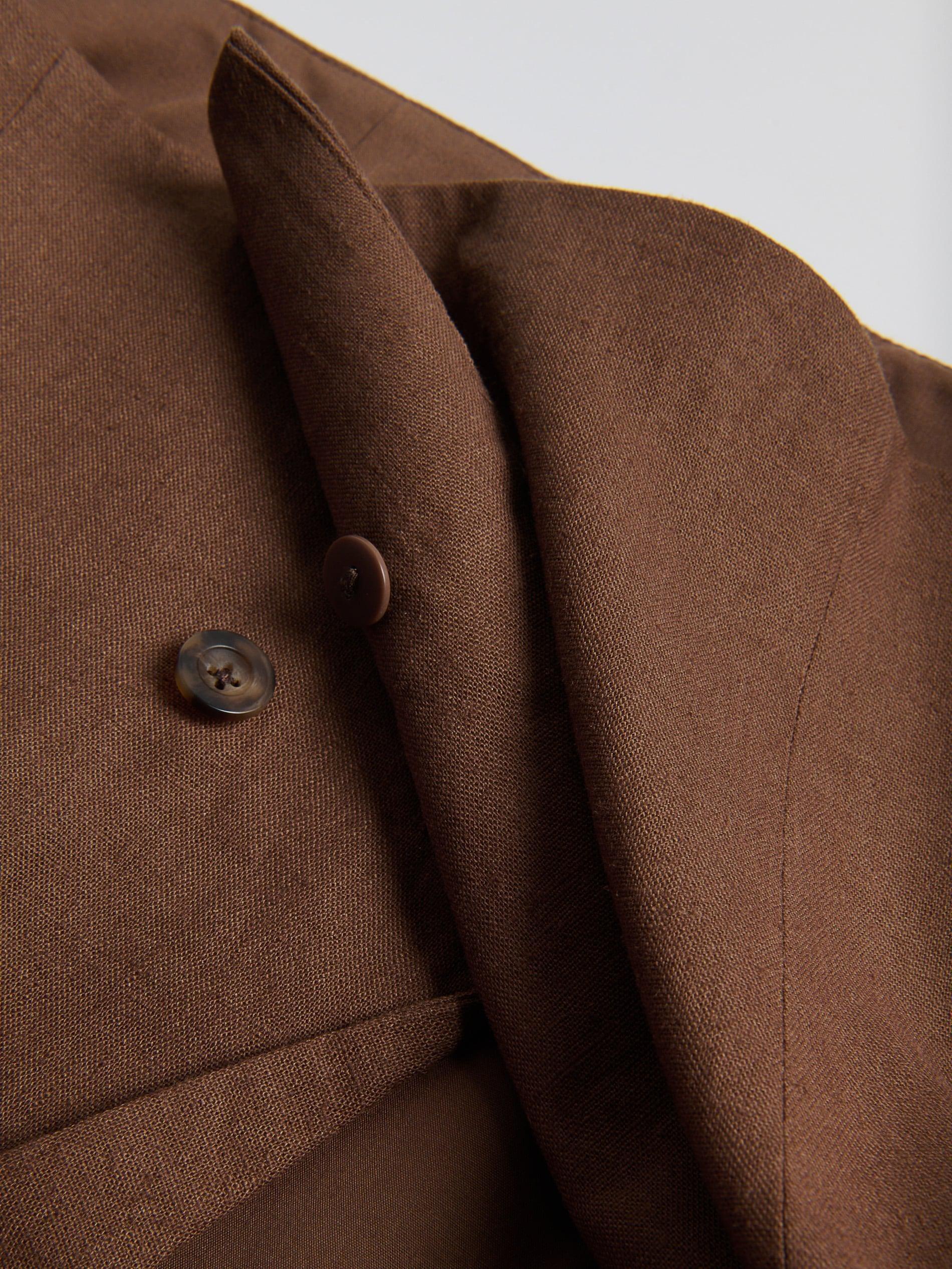 Brown Cropped Linen Rich Vest, , large image number 5