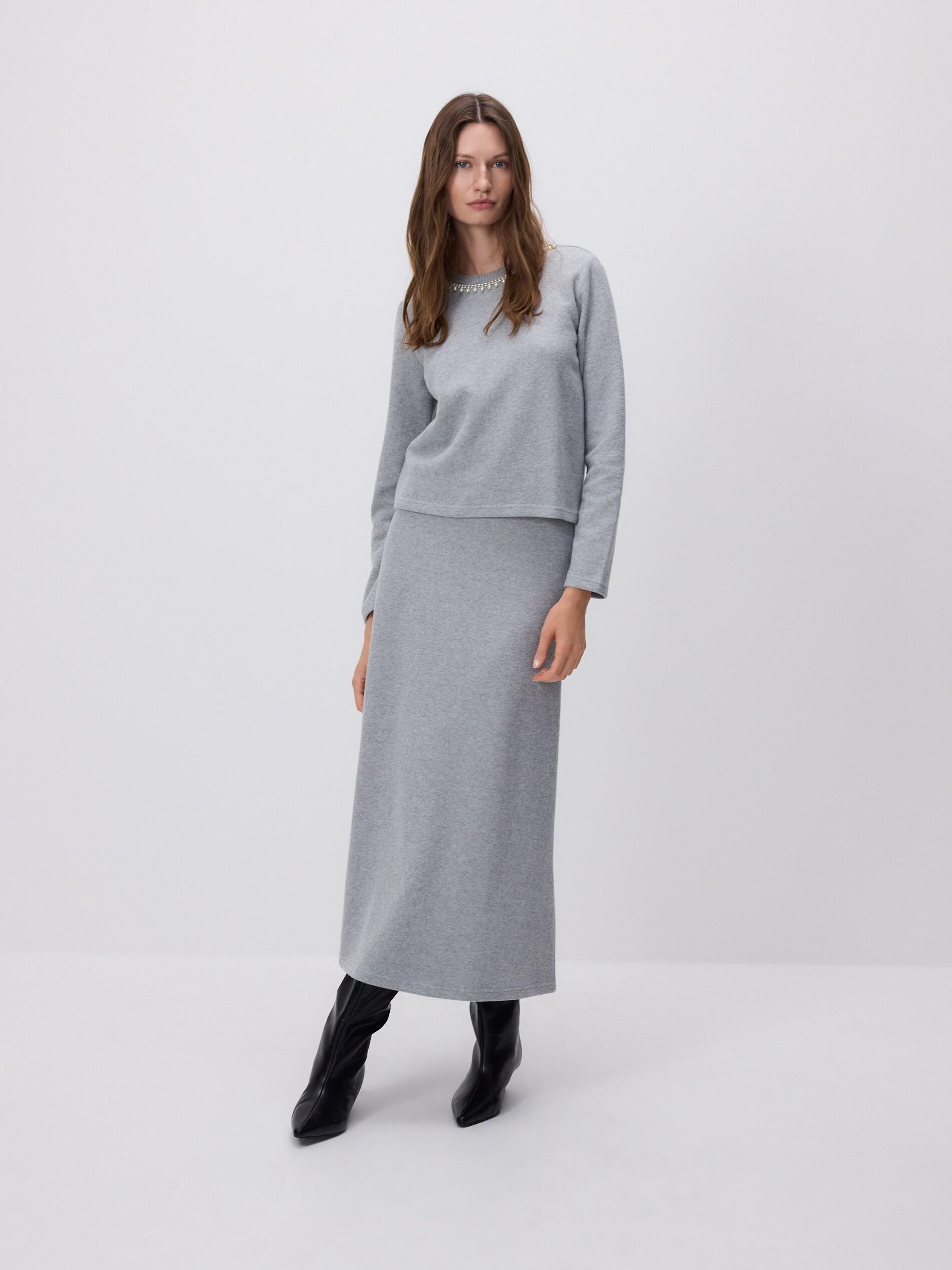 Grey Jersey Maxi Skirt, Grey, large image number 0