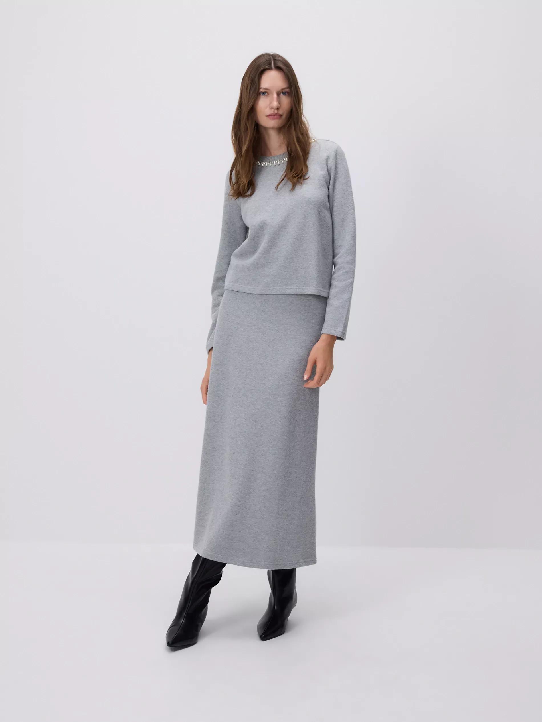 Grey Jersey Maxi Skirt, Grey, large image number 1
