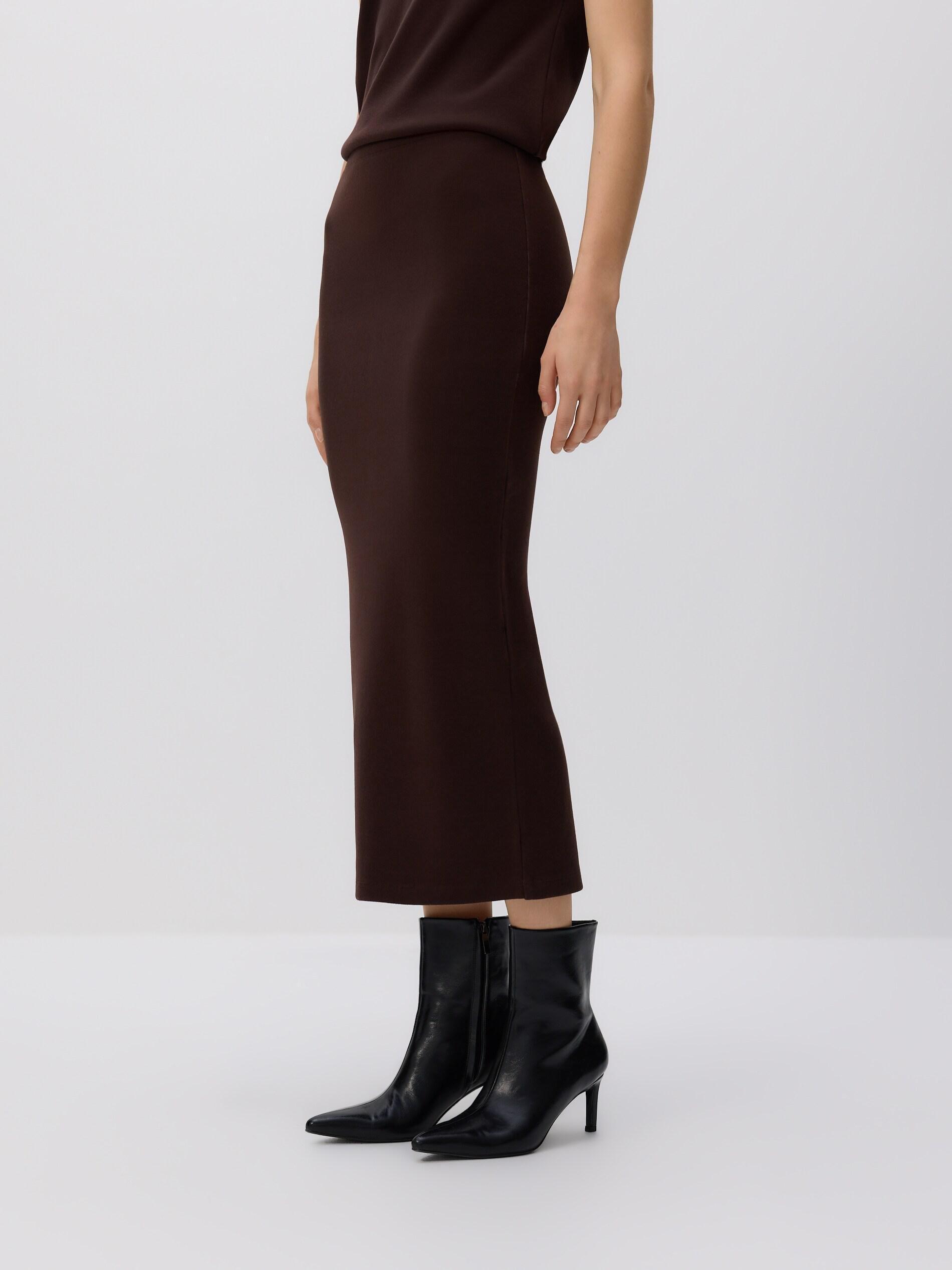 DARK BROWN Fitted midi skirt, Brown, large image number 2