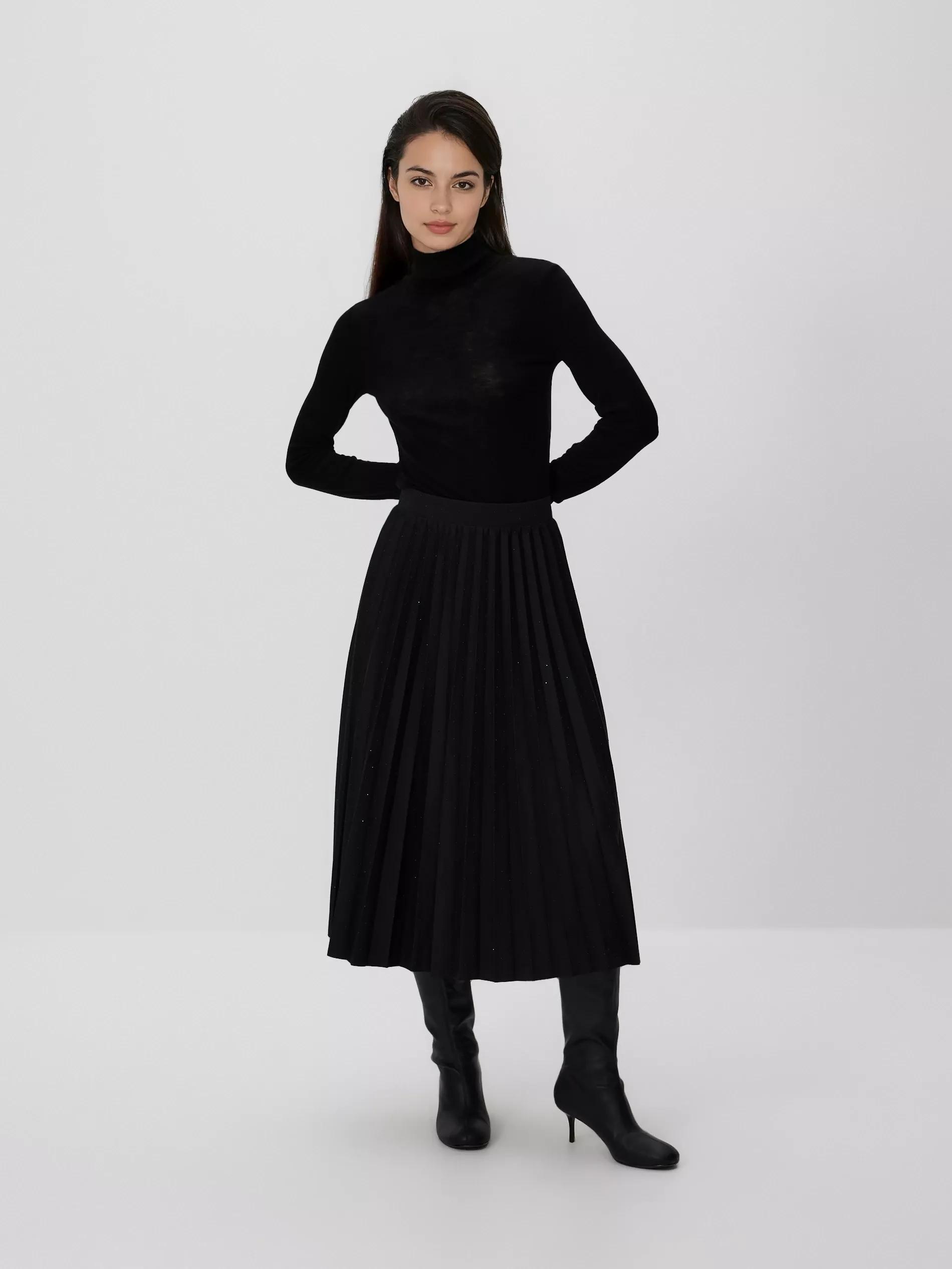 Black Skirt With Appliqu&oslash;&pound;&Acirc;&copy;, Black, large image number 0