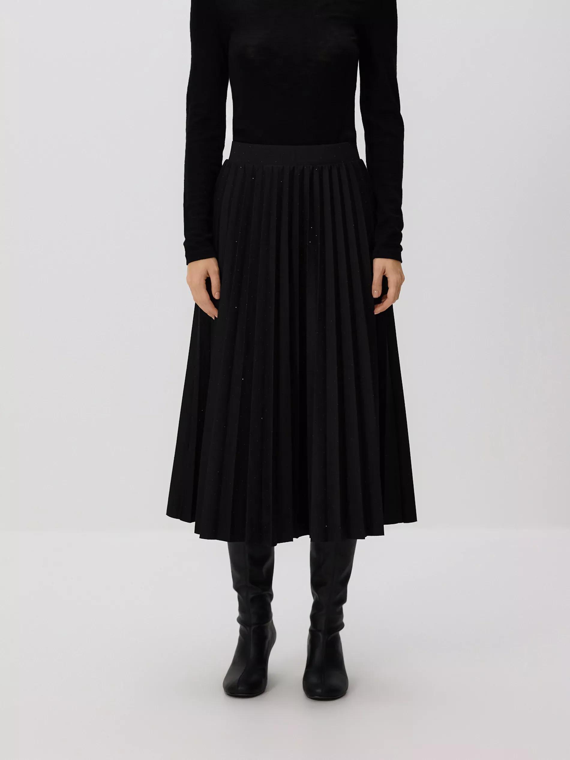 Black Skirt With Appliqu&oslash;&pound;&Acirc;&copy;, Black, large image number 1