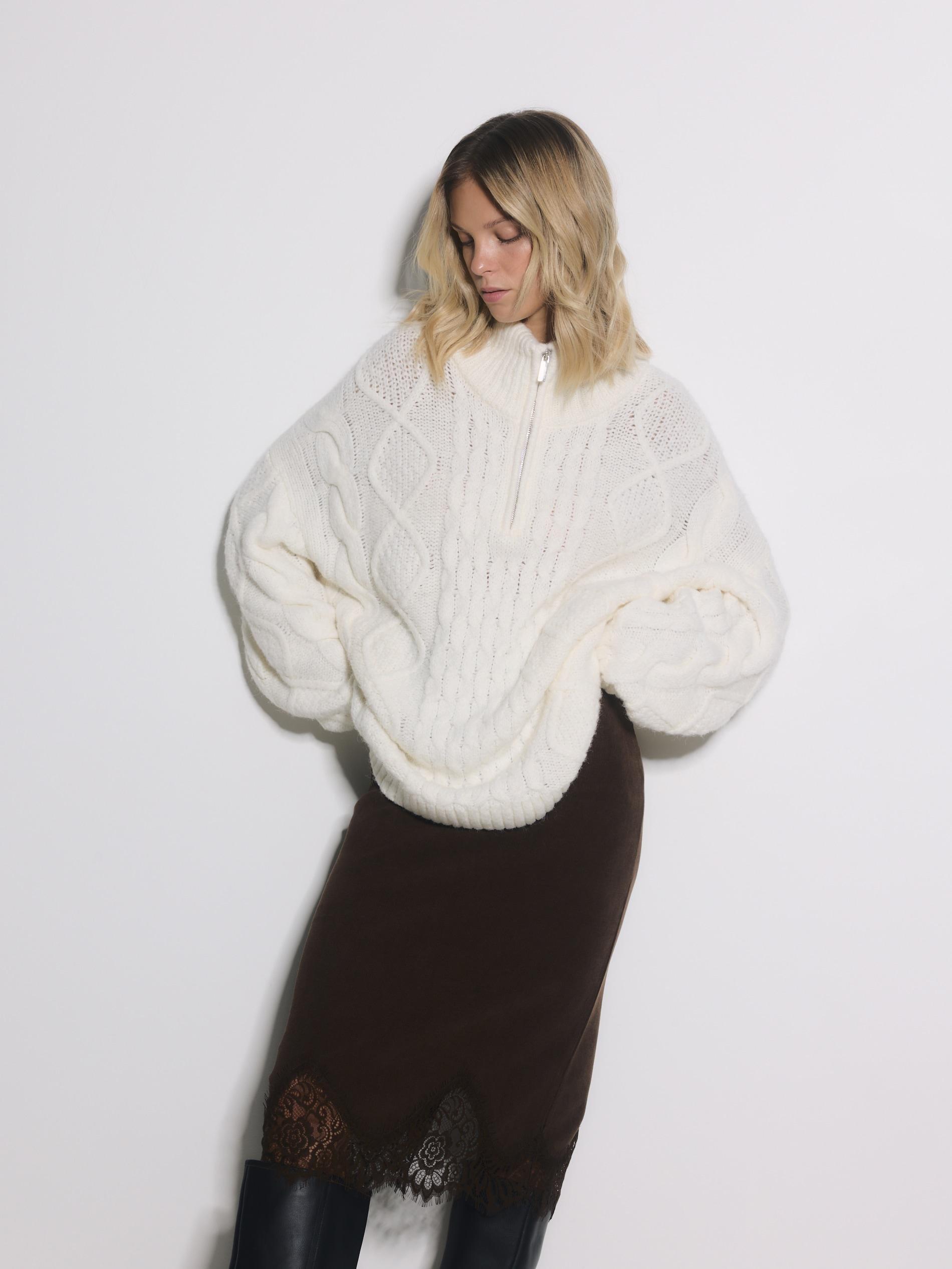 Brown Skirt With Lace, Brown, large image number 0