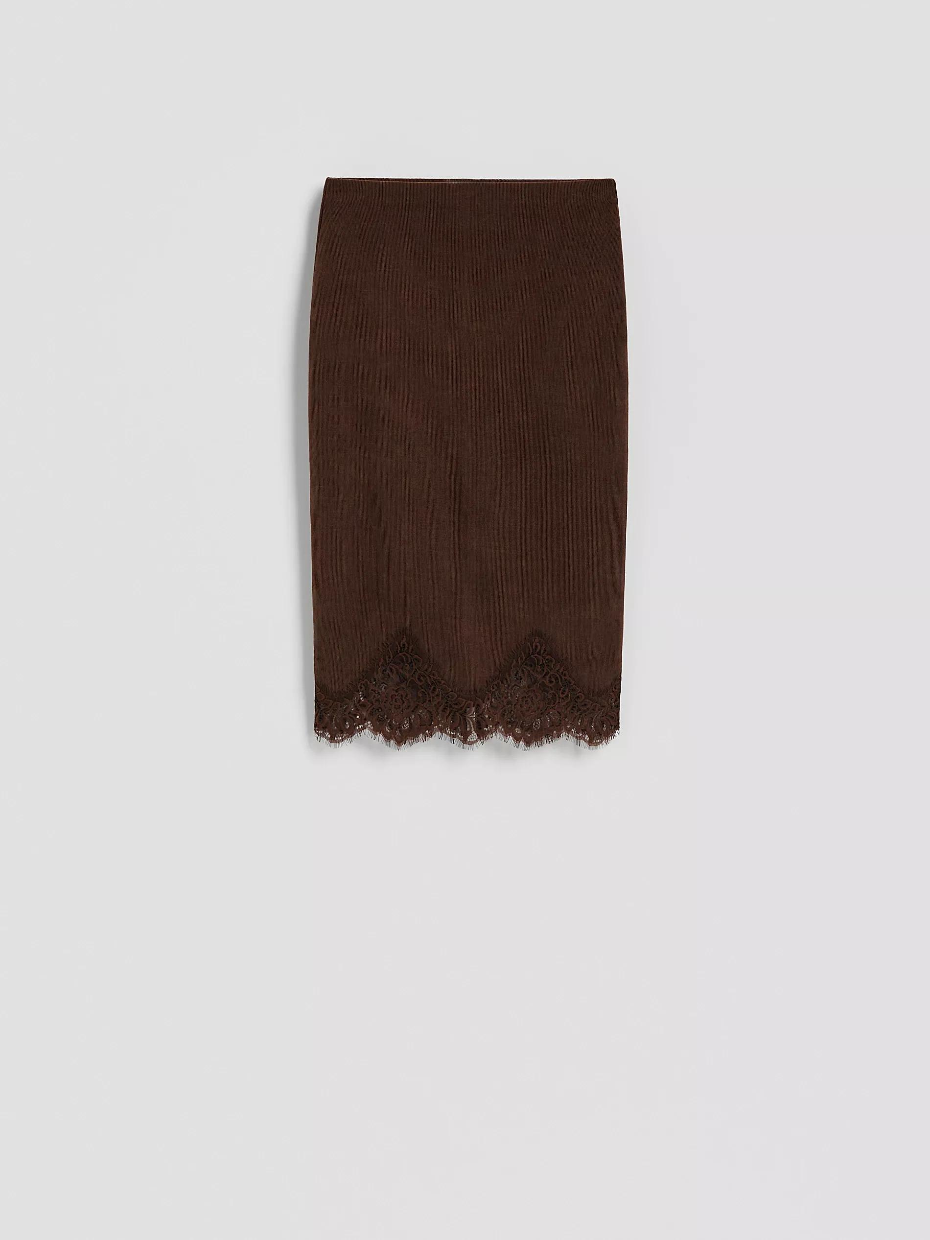 Brown Skirt With Lace, Brown, large image number 4
