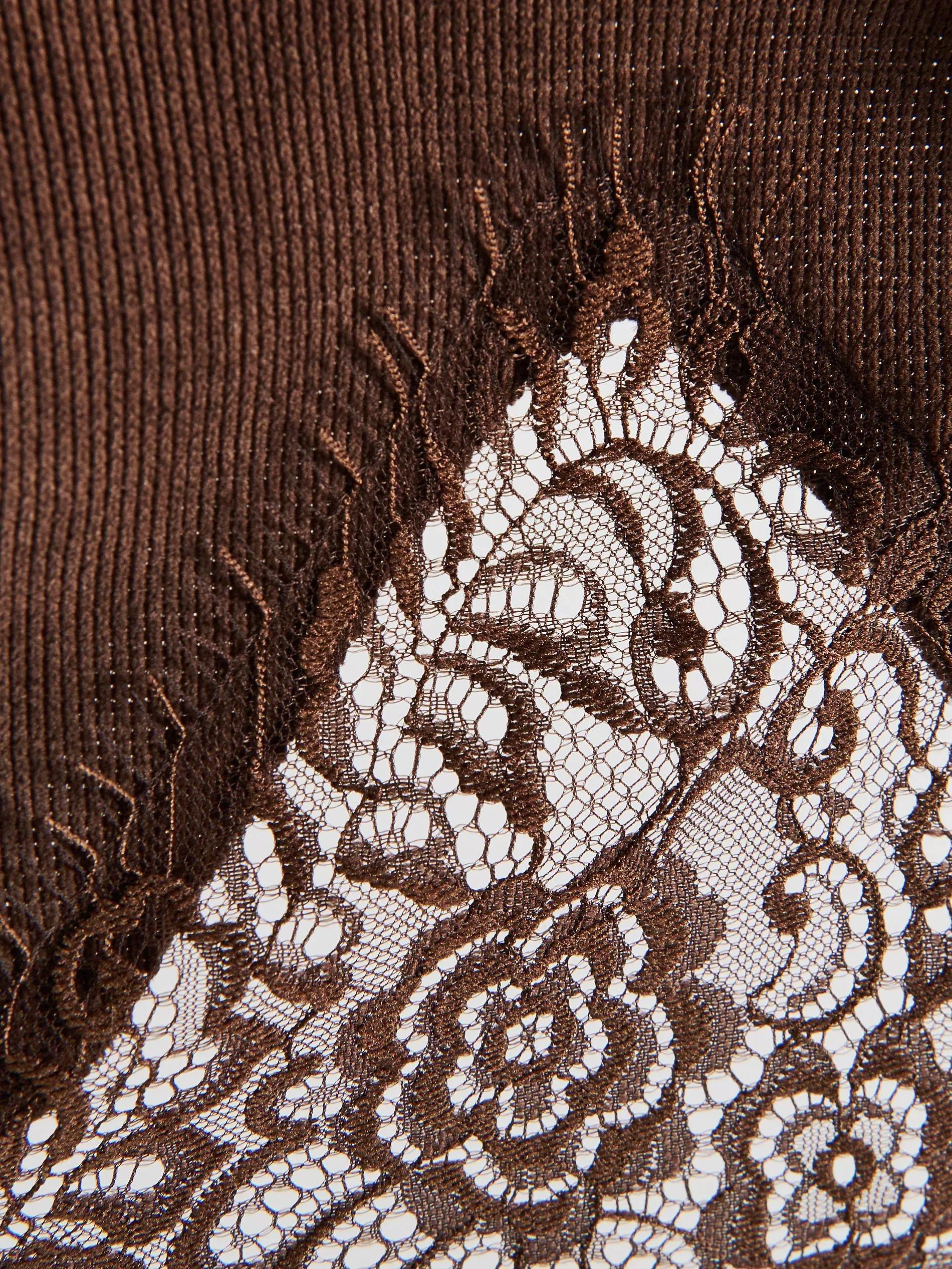 Brown Skirt With Lace, Brown, large image number 5