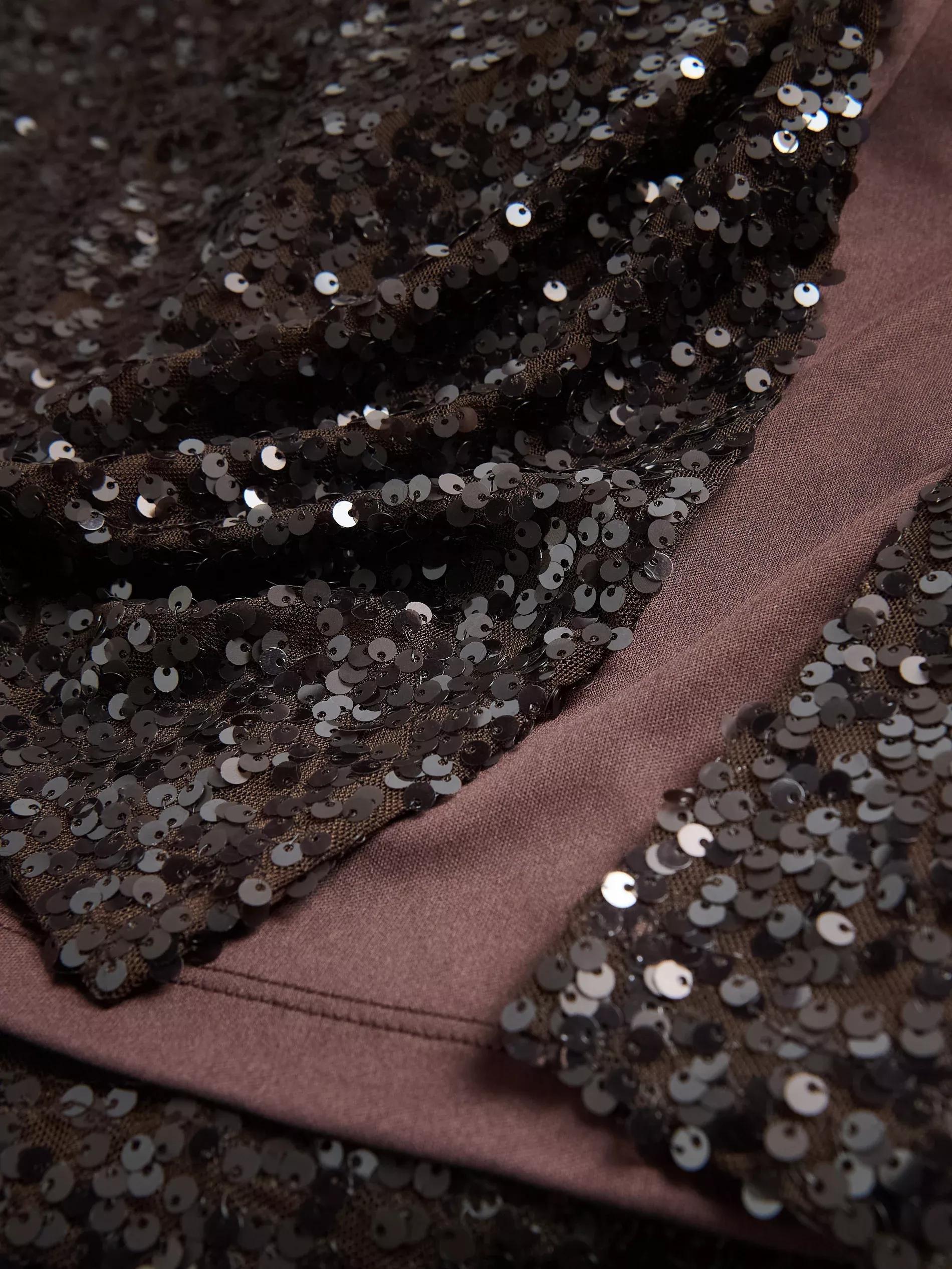 Brown Sequin Midi Skirt, Brown, large image number 5