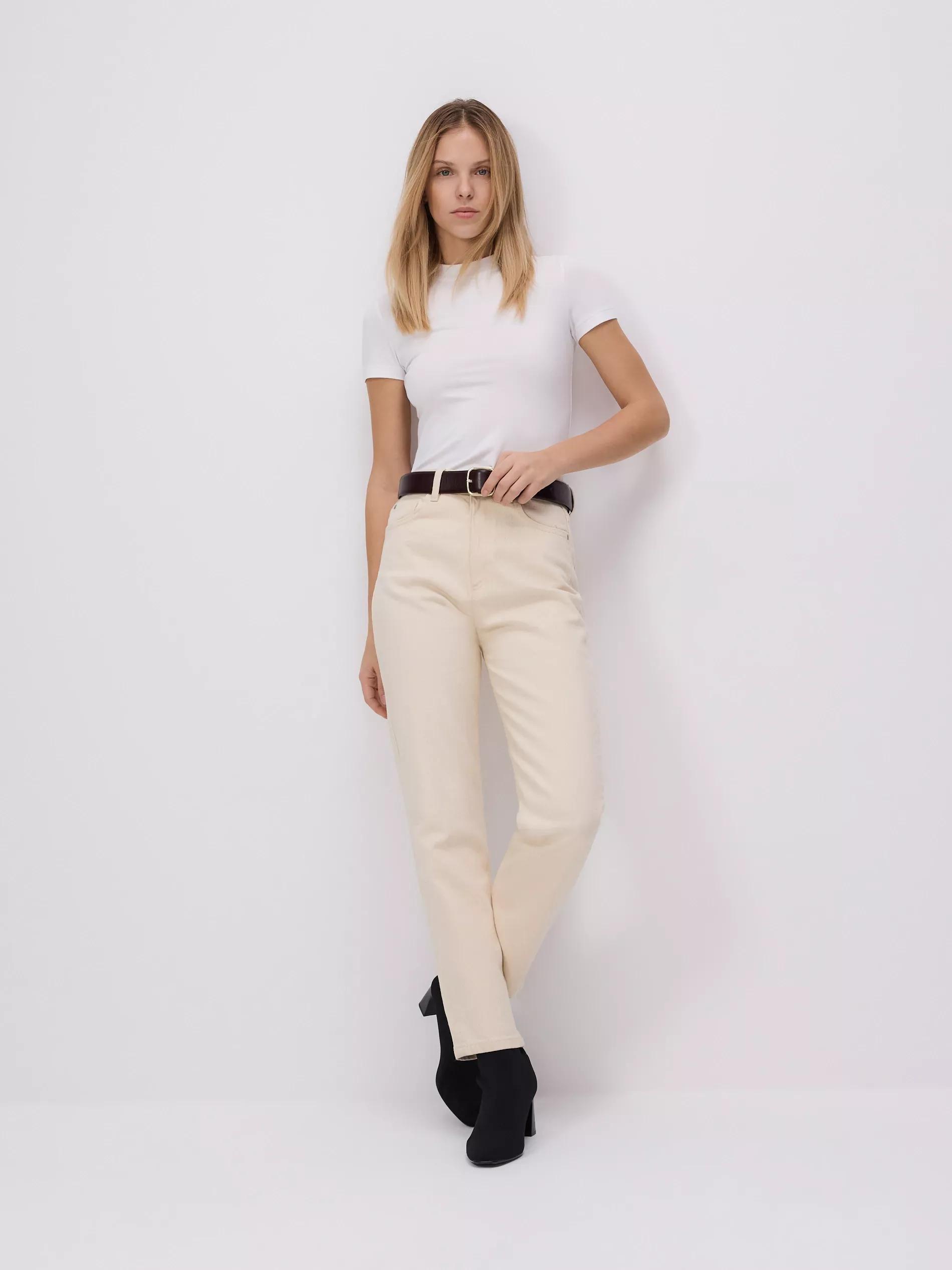 Beige Jeans Trousers, , large image number 0