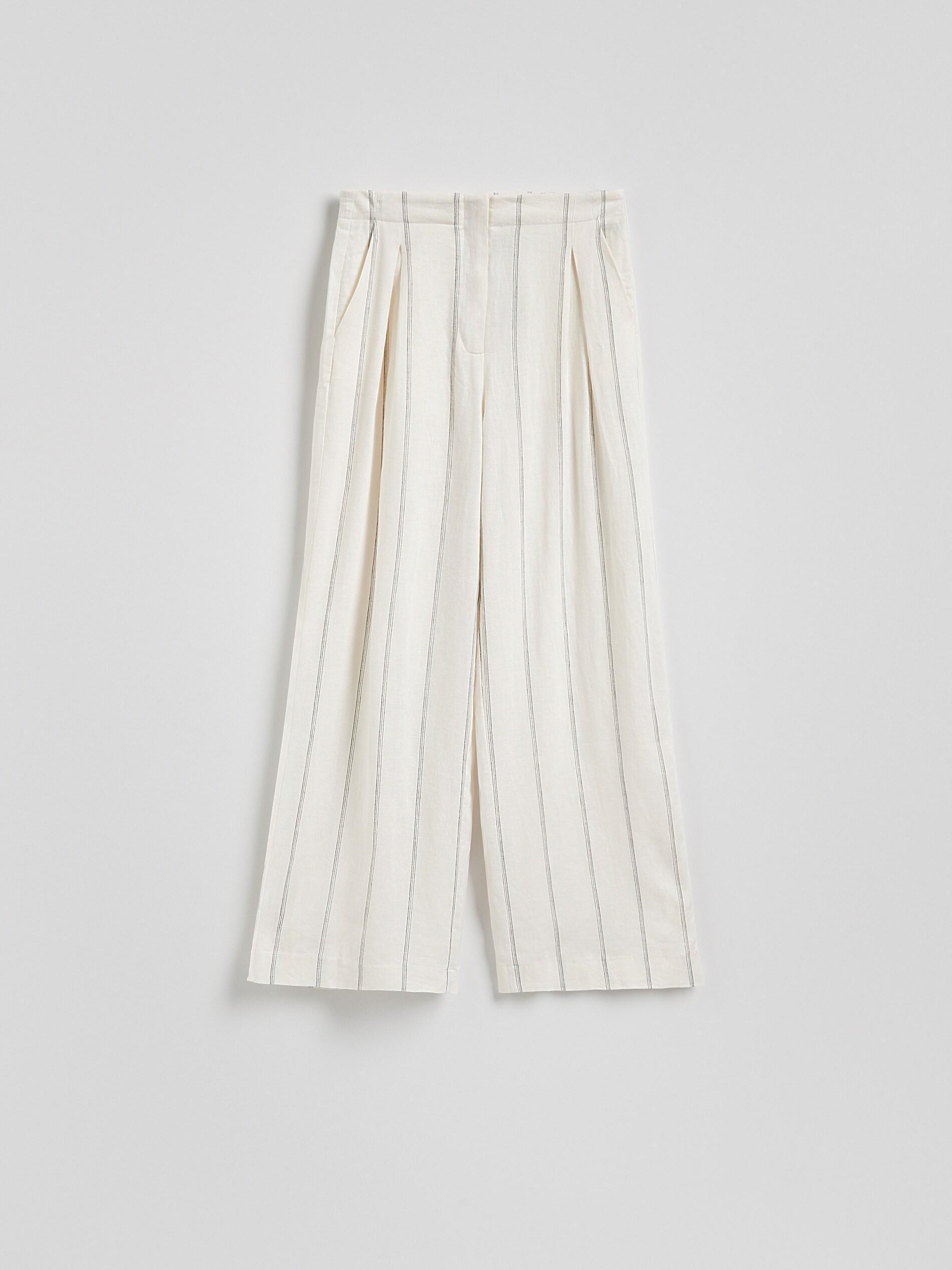 Multicolour Linen Rich Wide Leg Trousers, Multicolor, large image number 1