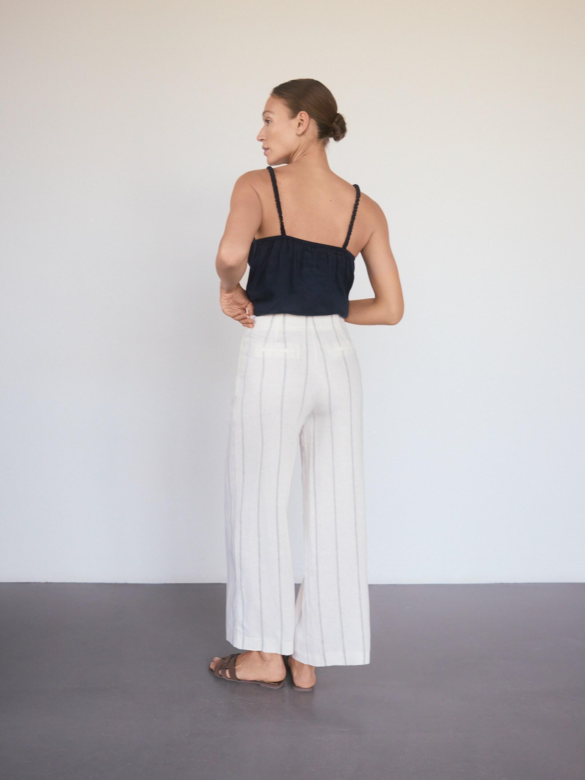 Multicolour Linen Rich Wide Leg Trousers, Multicolor, large image number 2