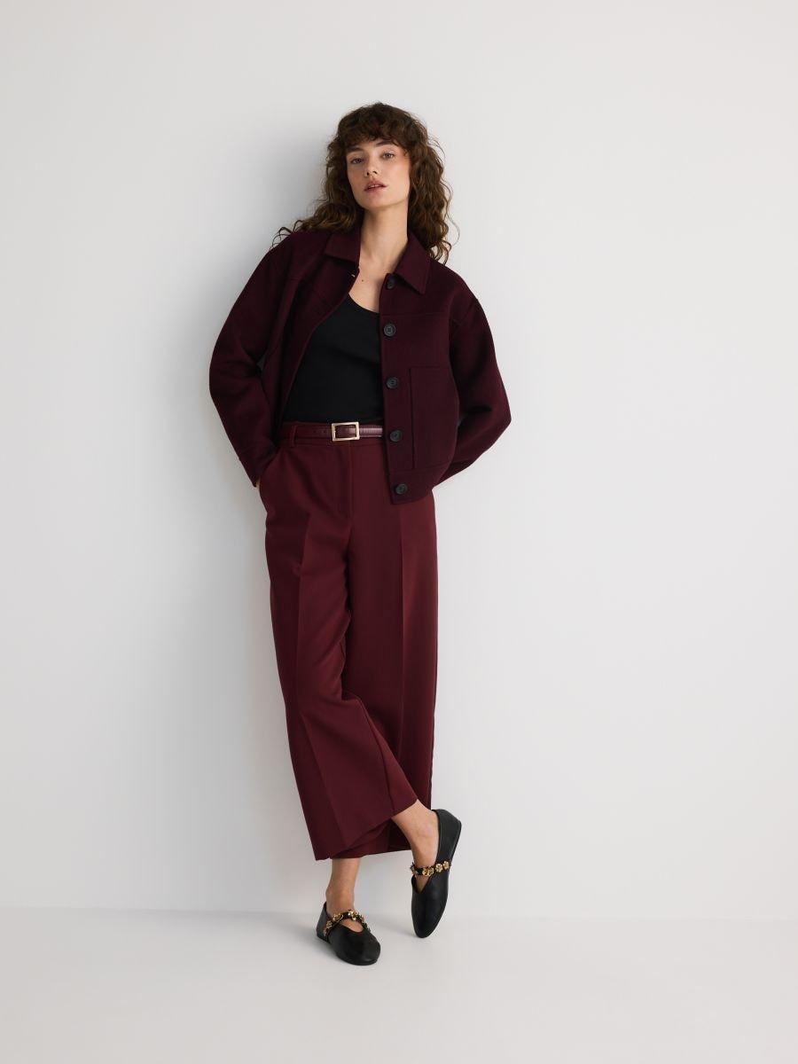 Brown Wide-Leg Trousers With Belt, , large image number 0
