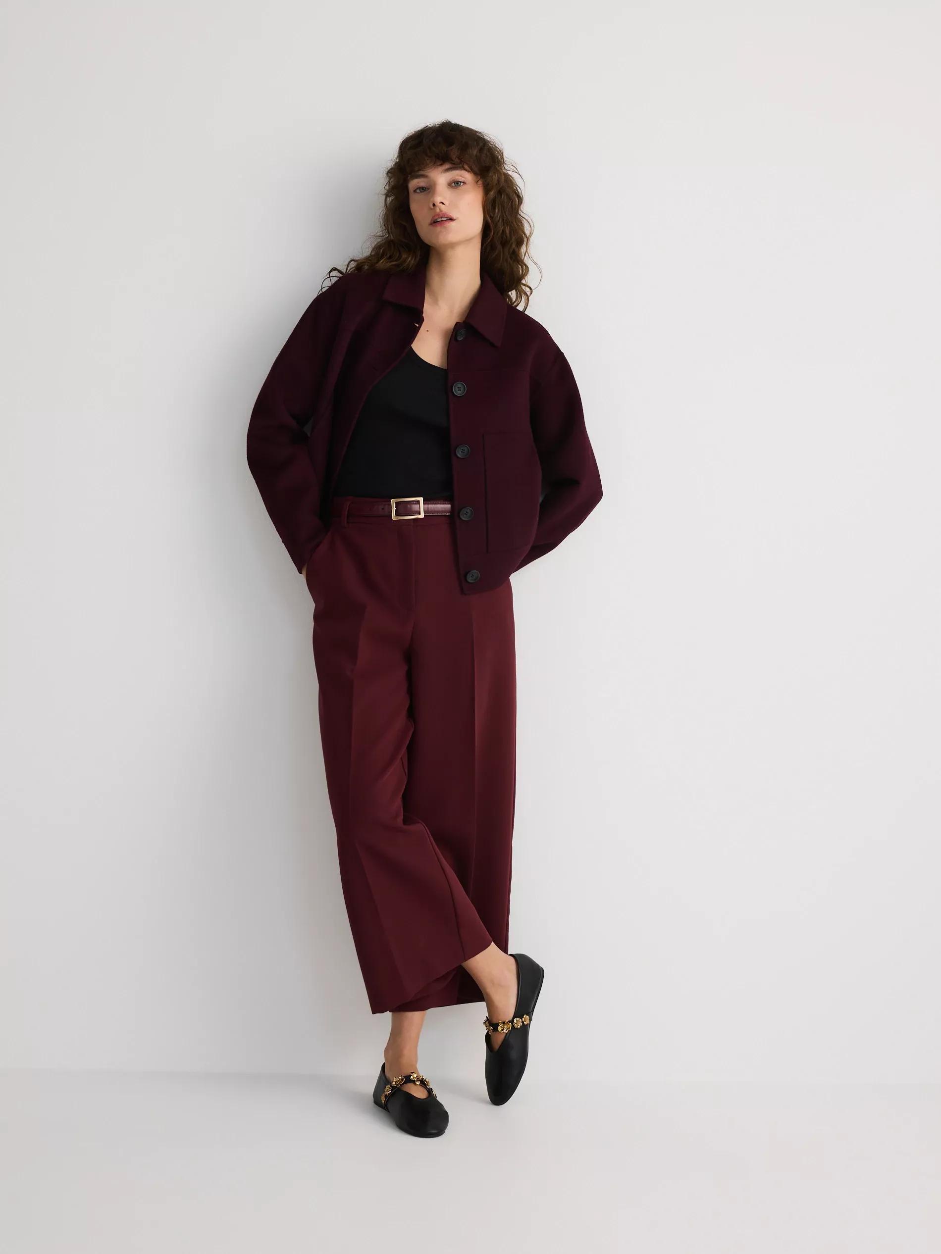 Brown Wide-Leg Trousers With Belt, , large image number 0