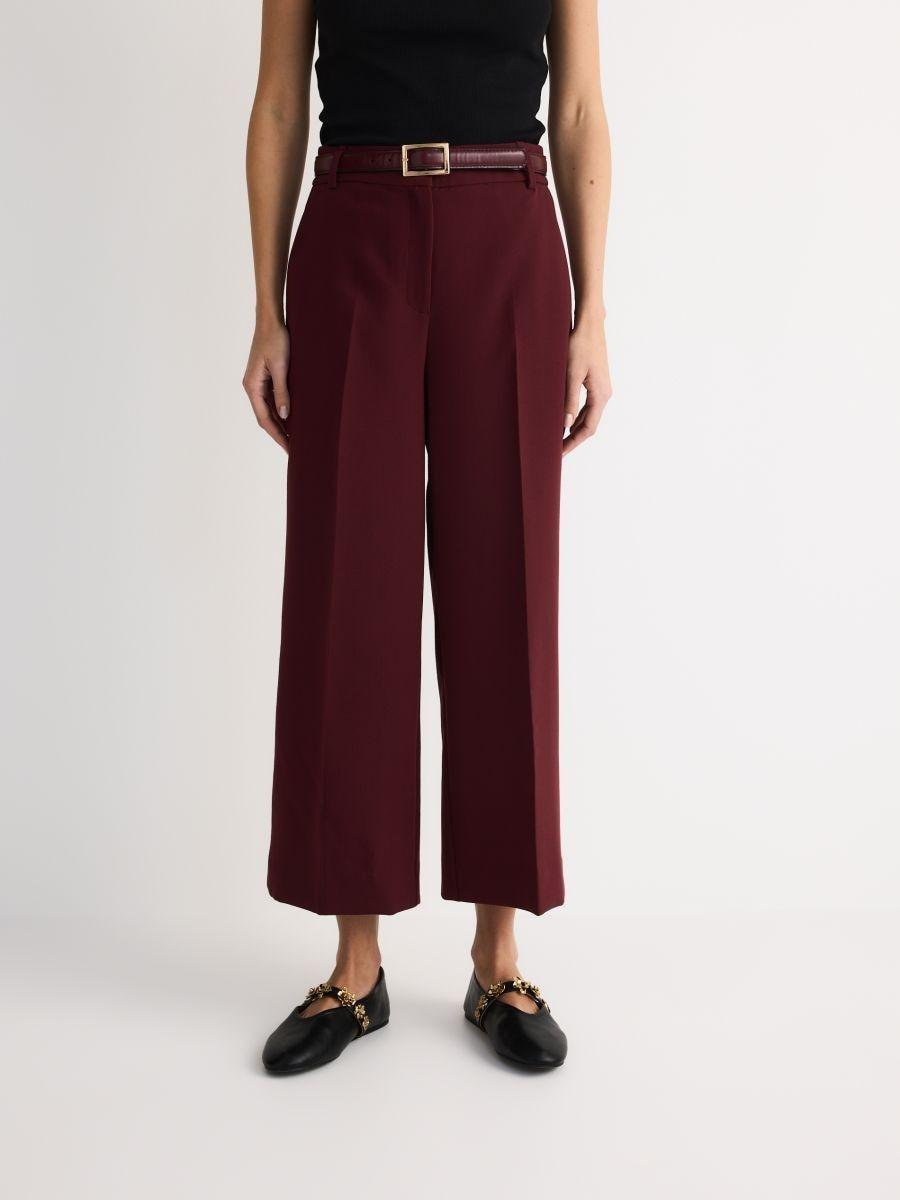Brown Wide-Leg Trousers With Belt, , large image number 1