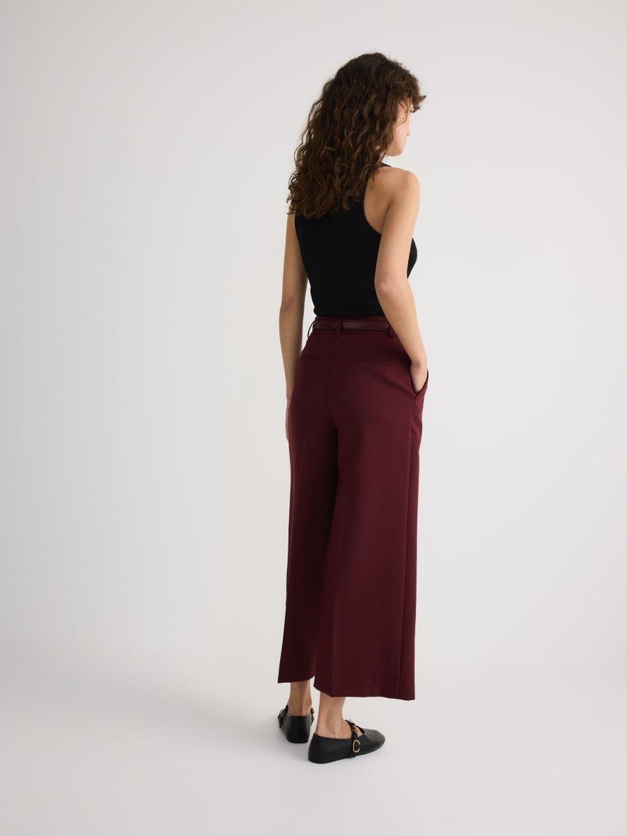 Brown Wide-Leg Trousers With Belt, , large image number 2