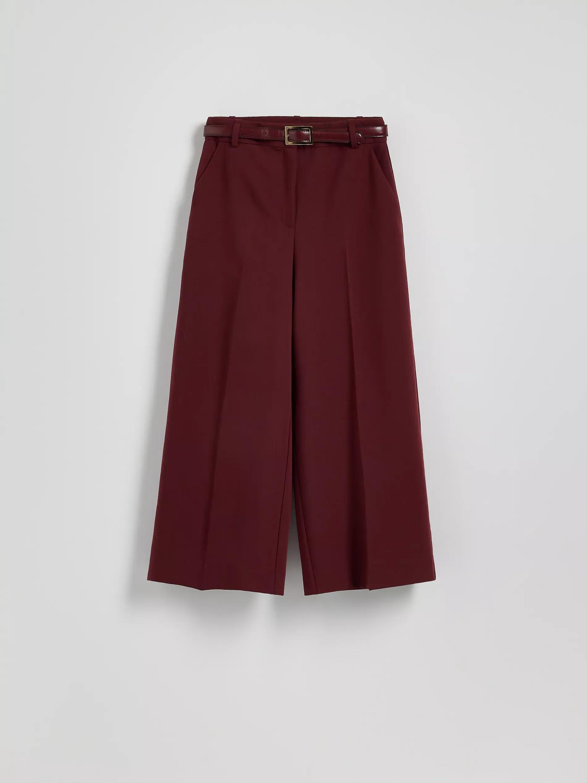 Brown Wide-Leg Trousers With Belt, , large image number 4