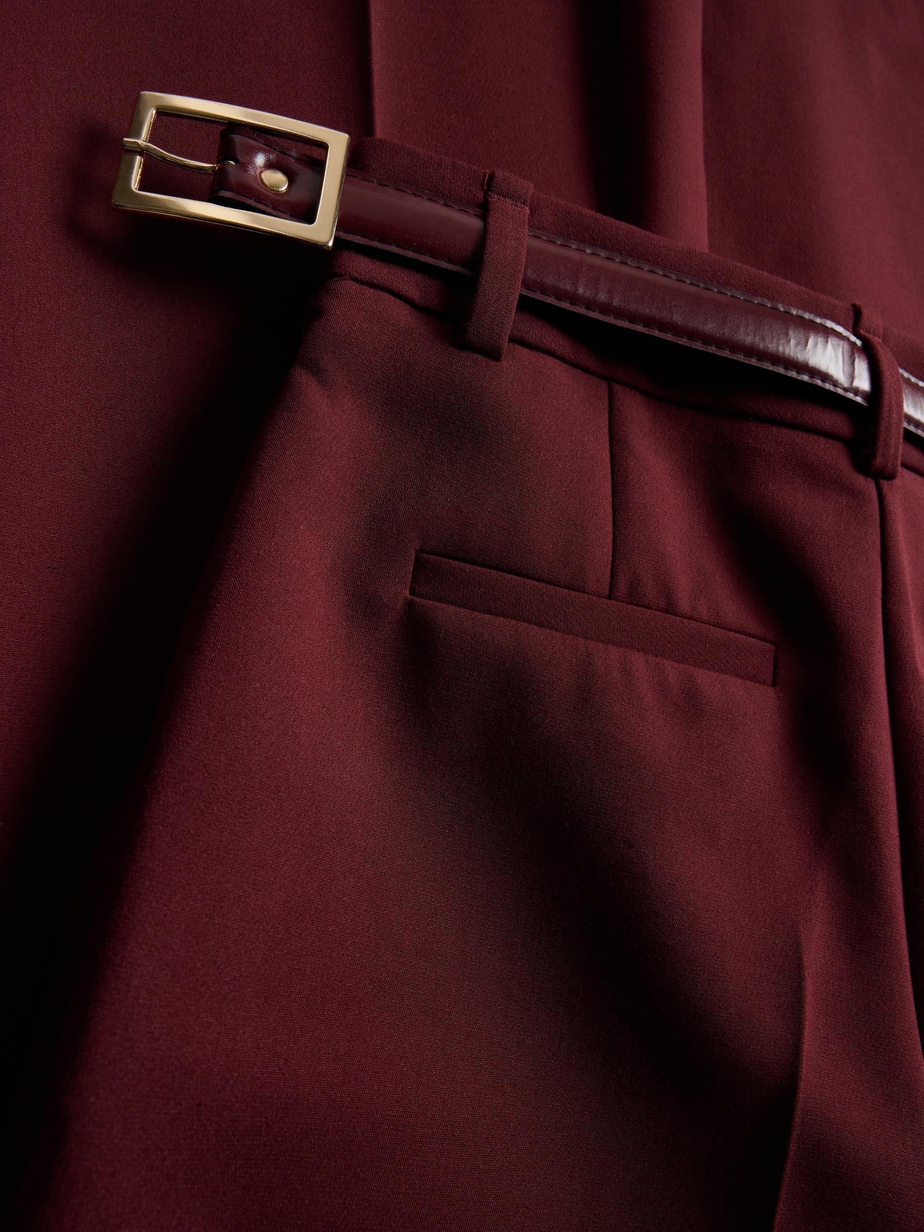 Brown Wide-Leg Trousers With Belt, , large image number 5