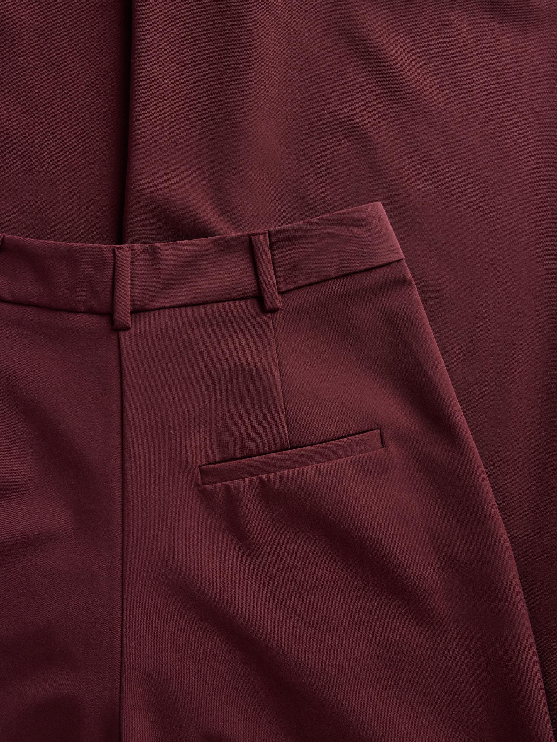 Maroon Wide-Leg Pleated Trousers, , large image number 5