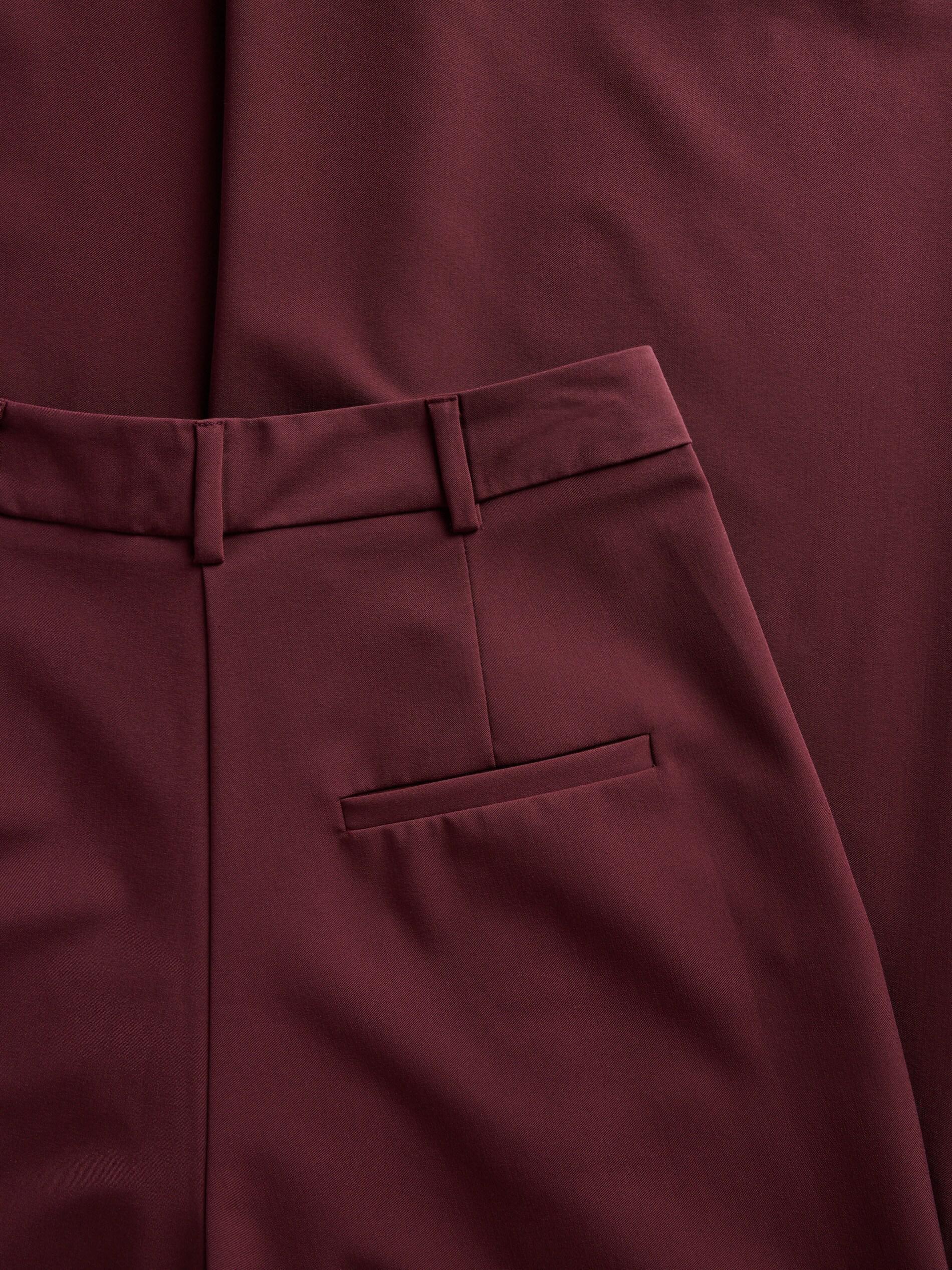 Maroon Wide-Leg Pleated Trousers, Burgundy, large image number 5