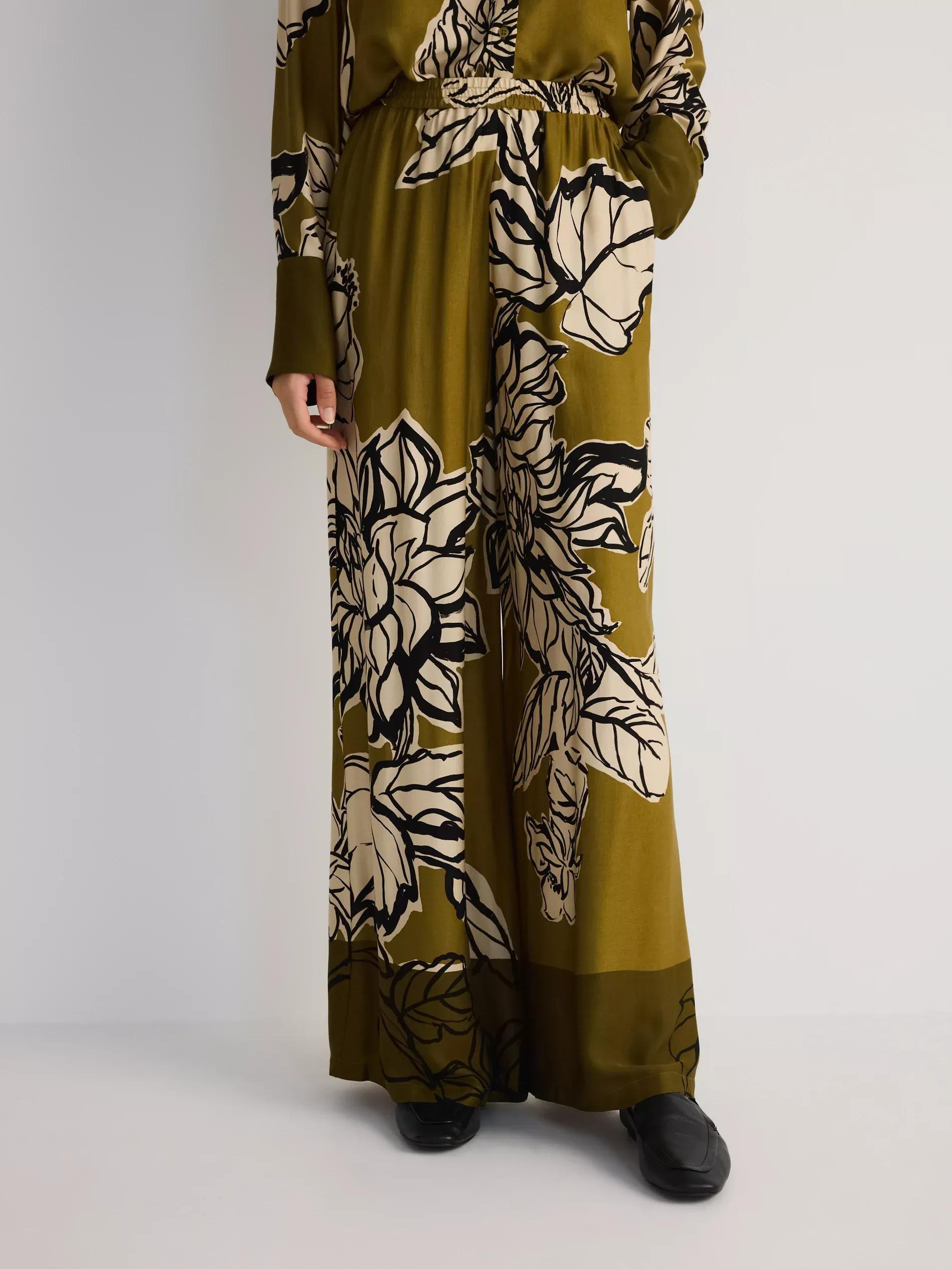 Multicolour Patterned Viscose Trousers, , large image number 1
