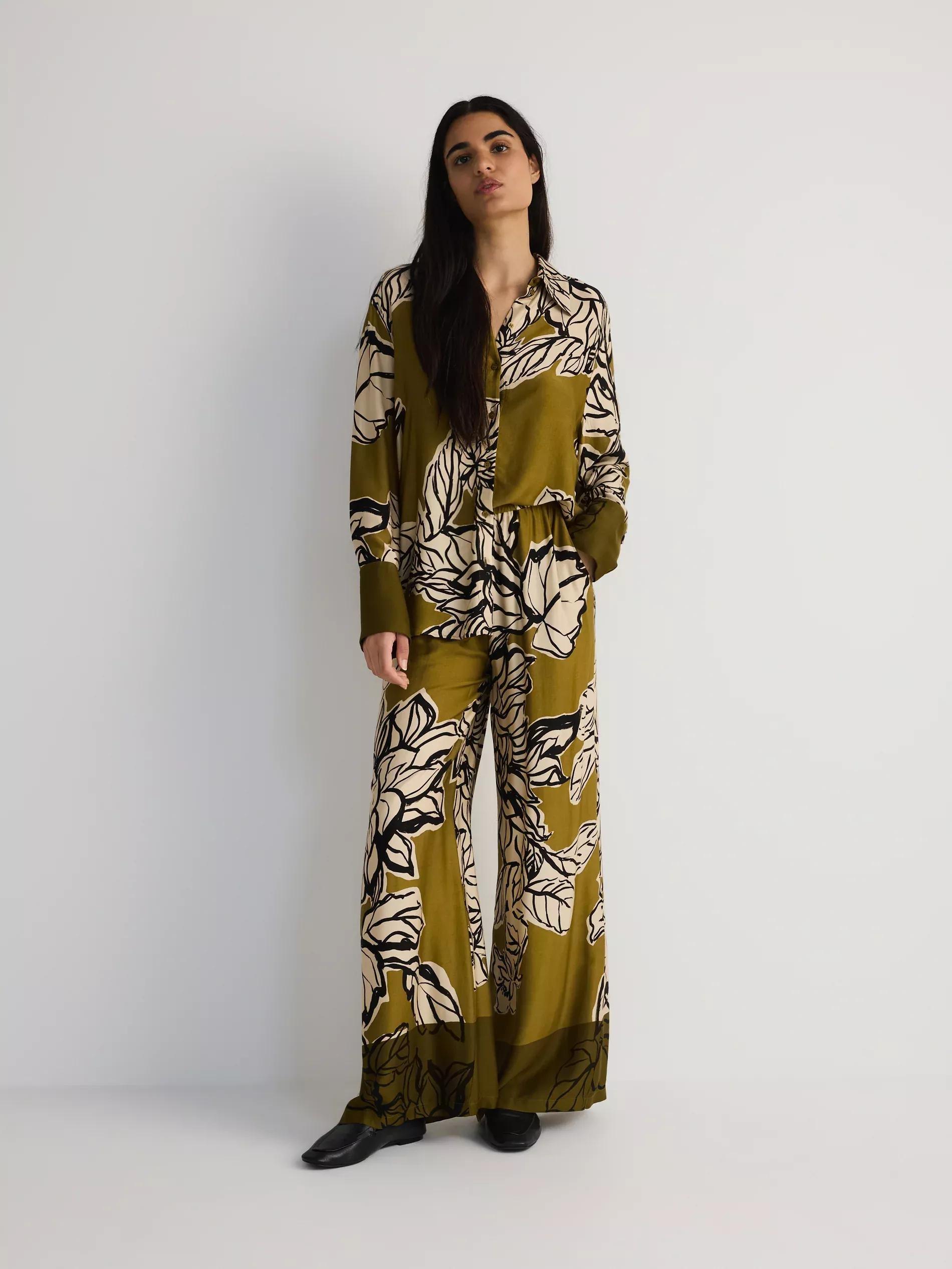 Multicolour Patterned Viscose Trousers, , large image number 4