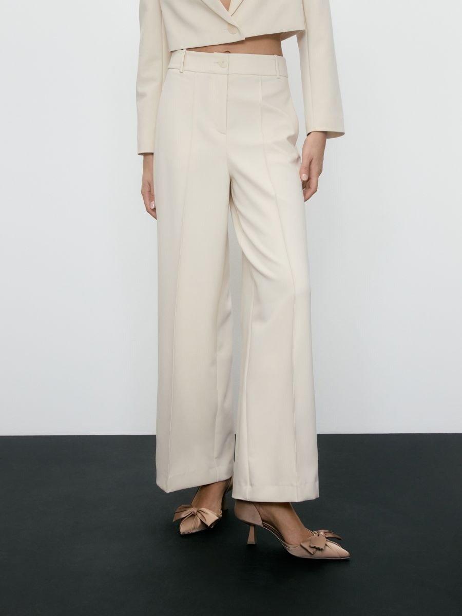 Cream Trousers With Crease, , large image number 0