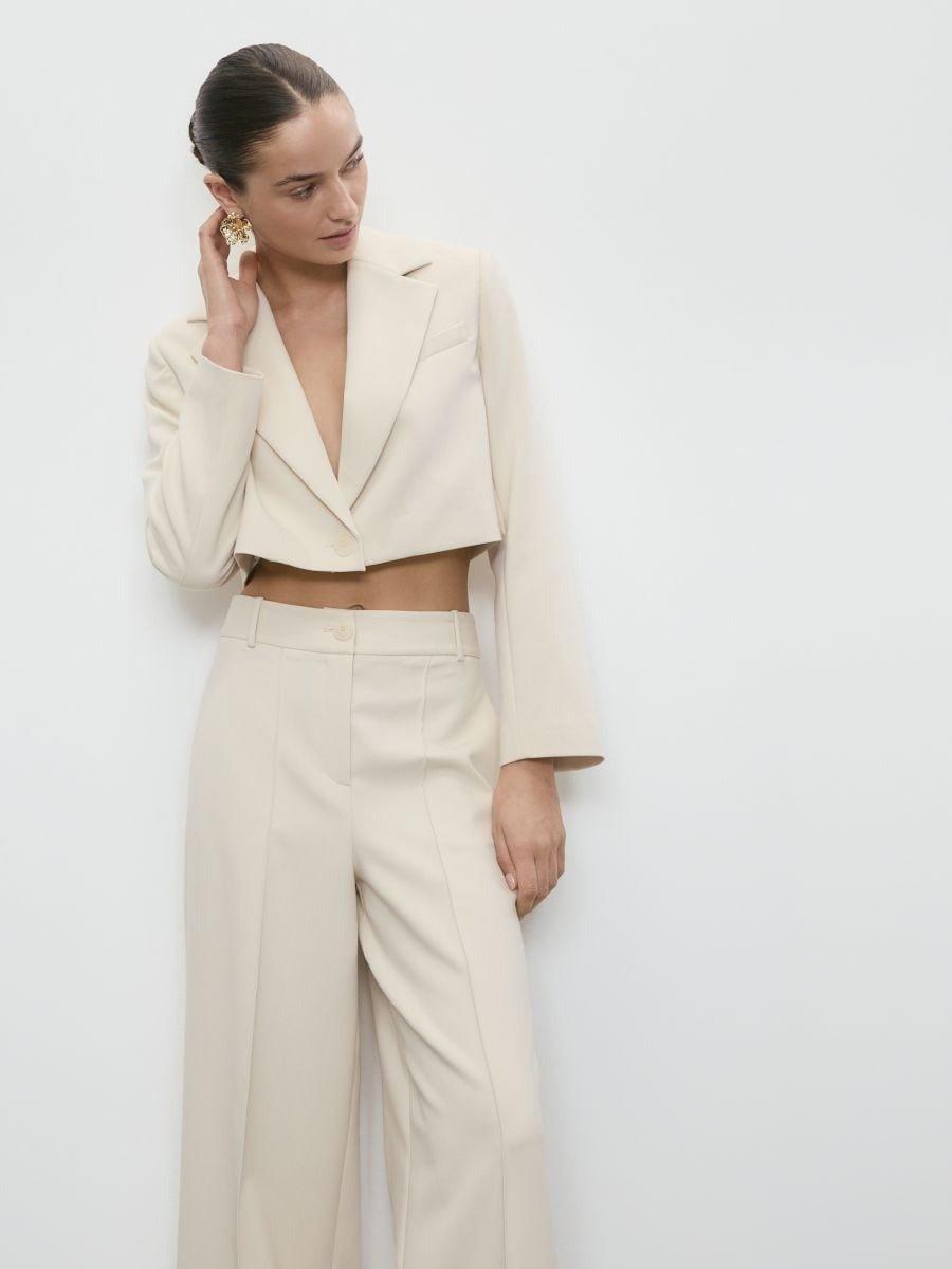 Cream Trousers With Crease, , large image number 1
