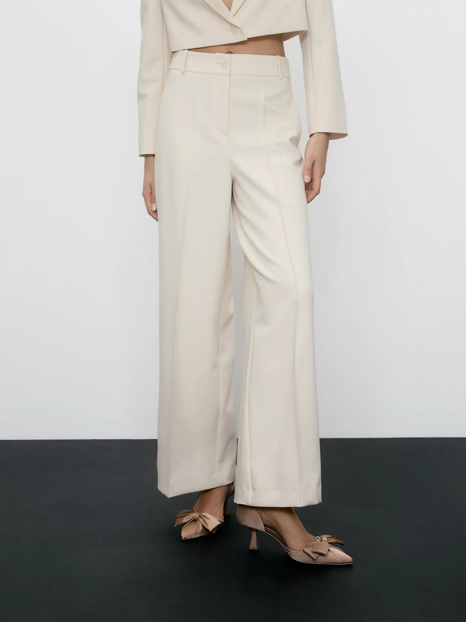 Cream Trousers With Crease, , large image number 4