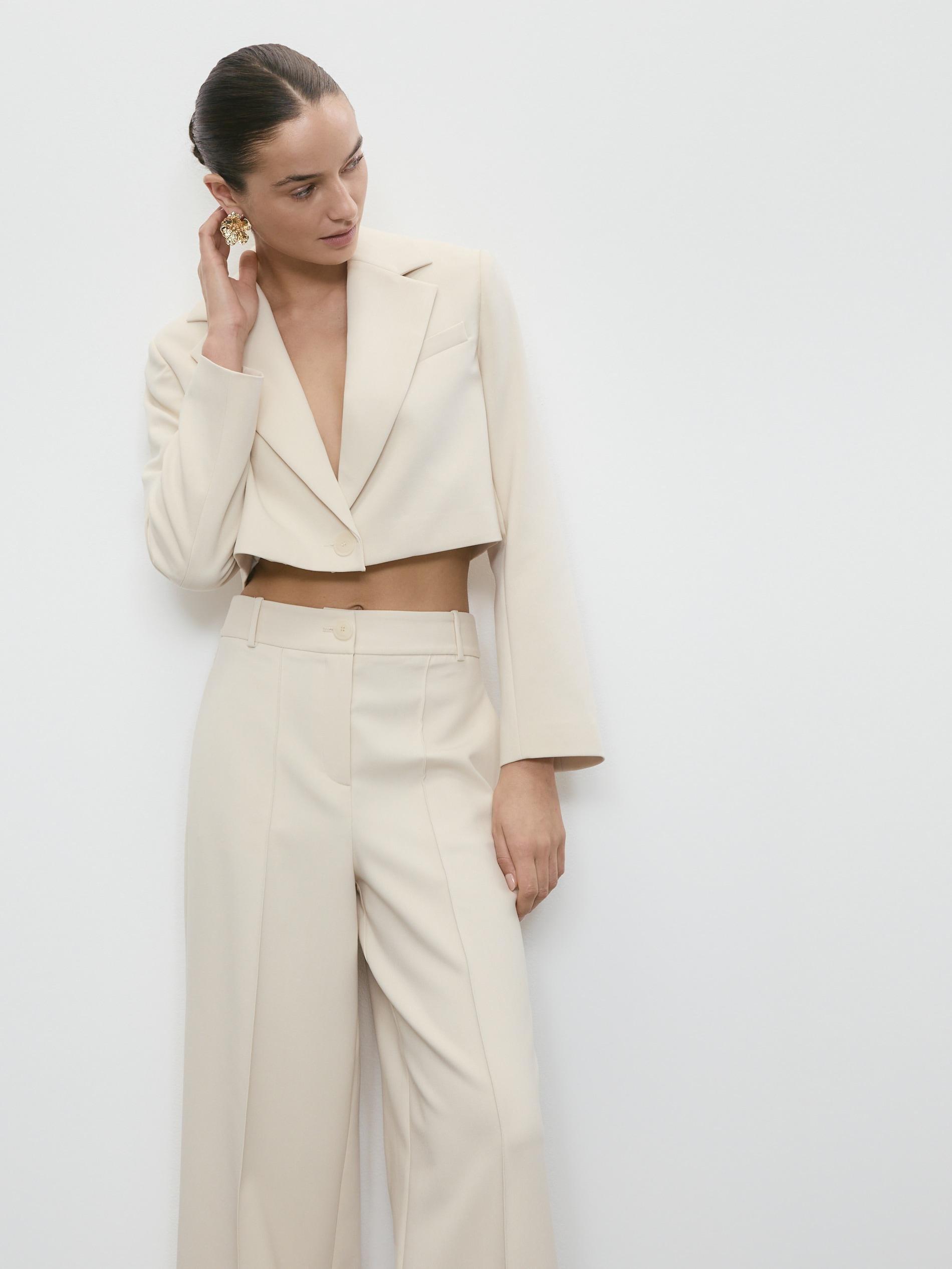 Cream Trousers With Crease, , large image number 6