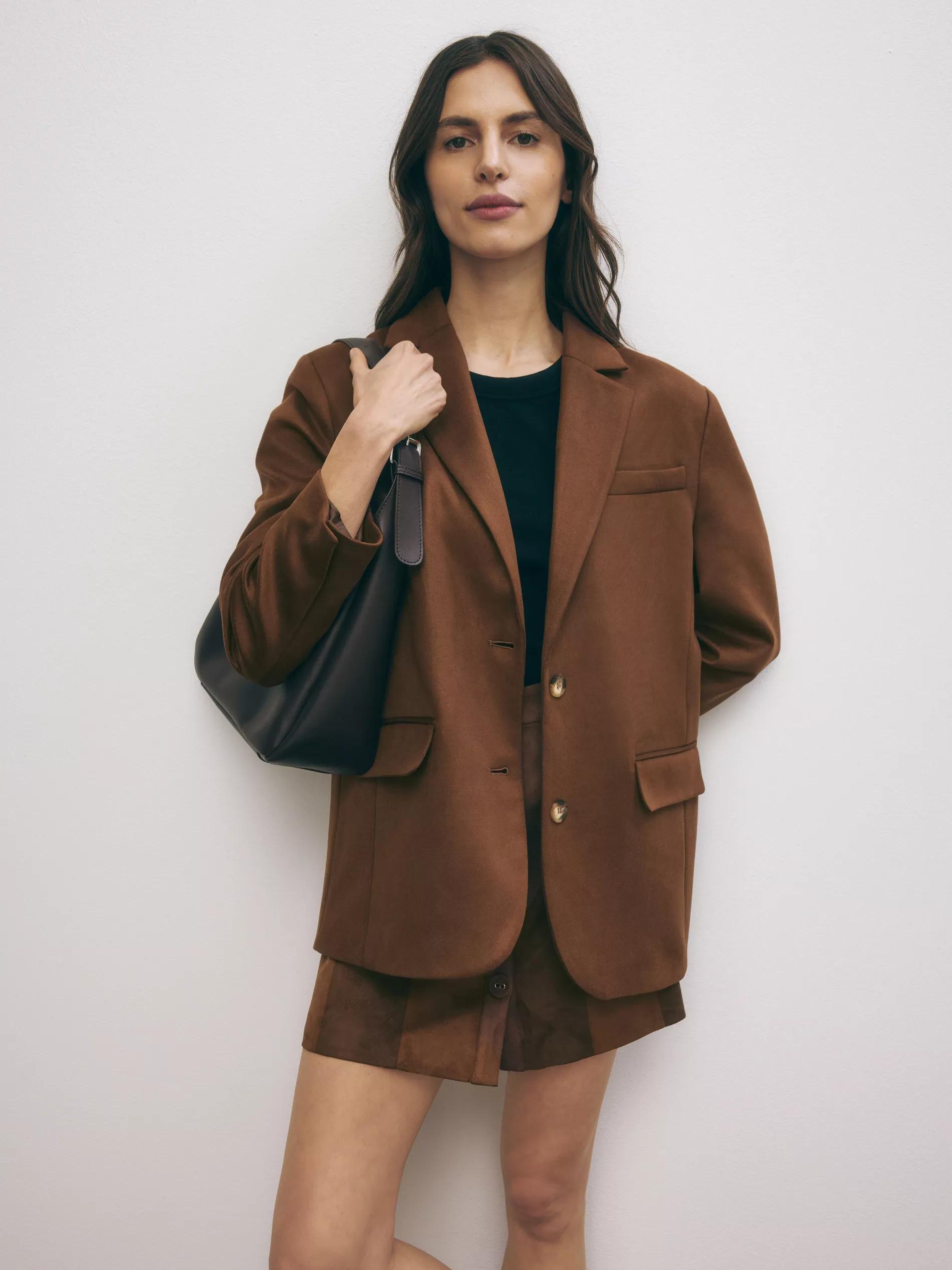 Brown Single-Breasted Blazer, , medium
