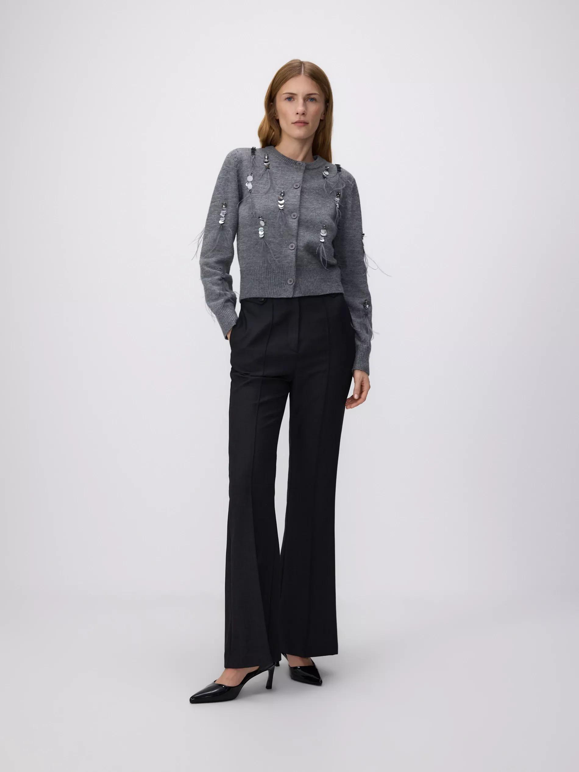 Grey Sweater With Shiny Appliqu�, , large image number 0
