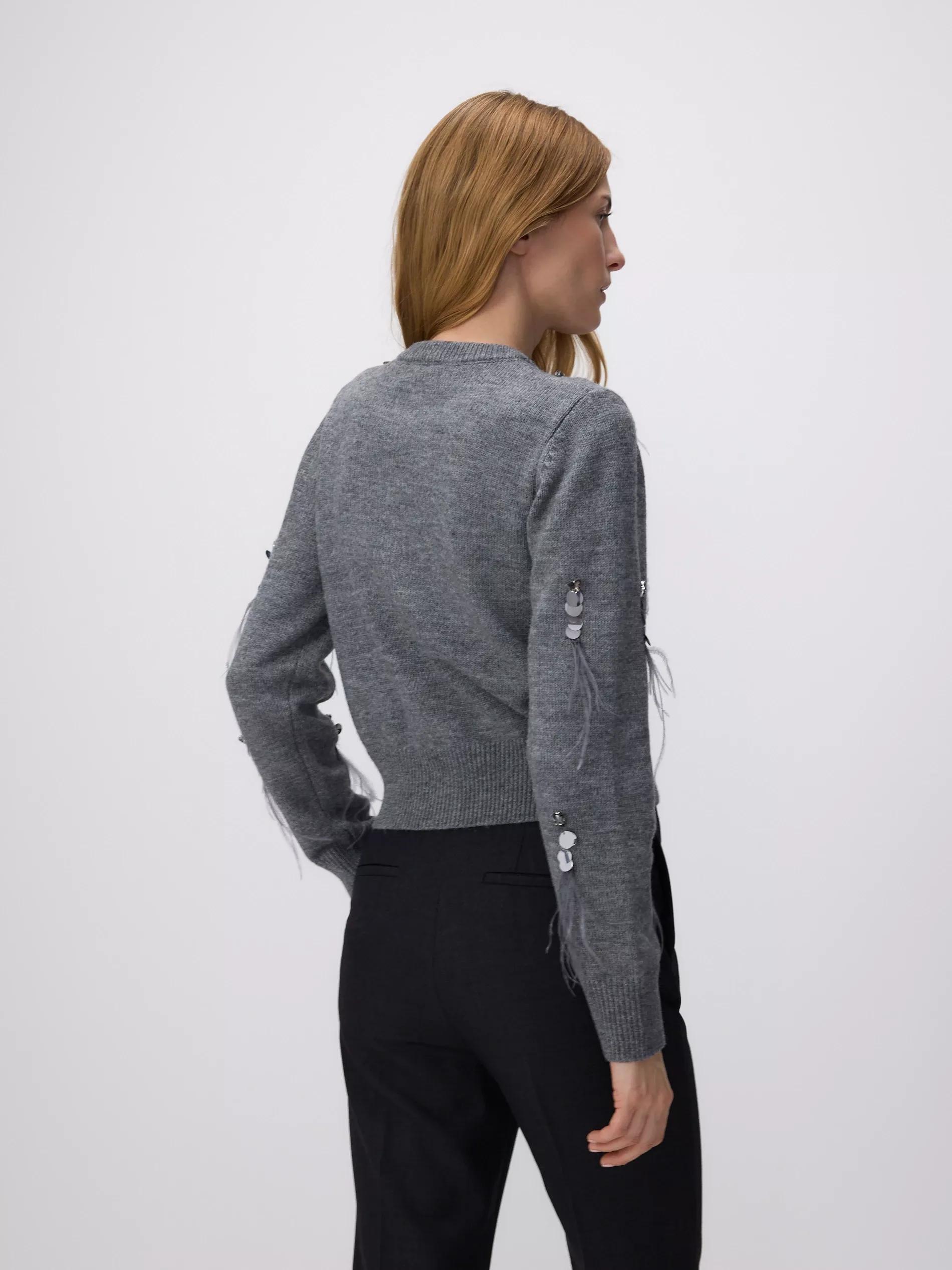 Grey Sweater With Shiny Appliqu�, , large image number 2