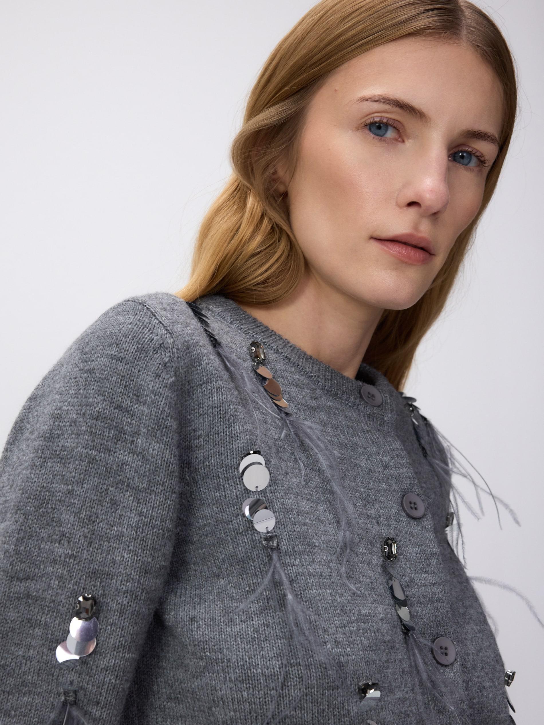 Grey Sweater With Shiny Appliqu�, , large image number 3