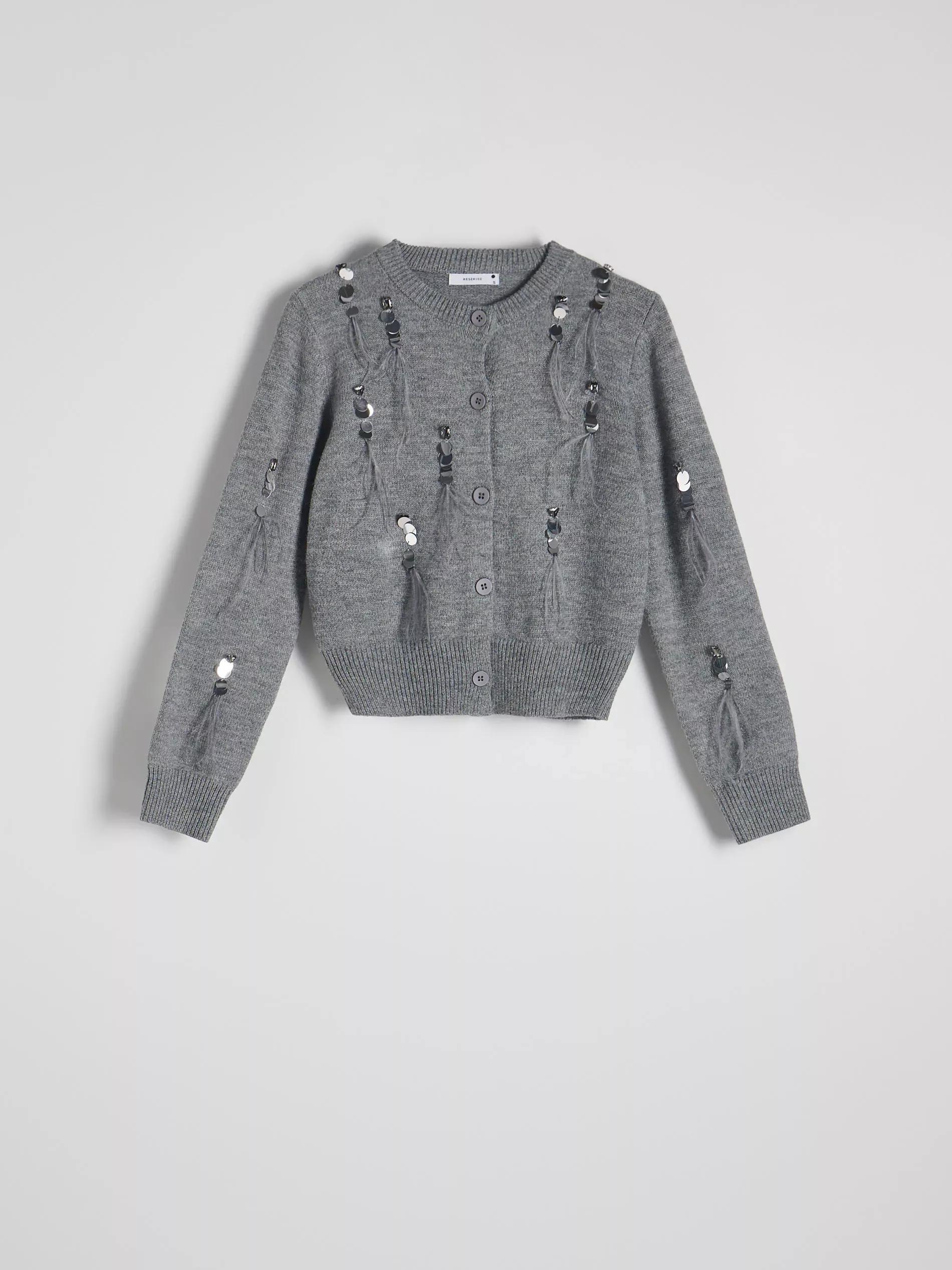 Grey Sweater With Shiny Appliqu�, , large image number 4