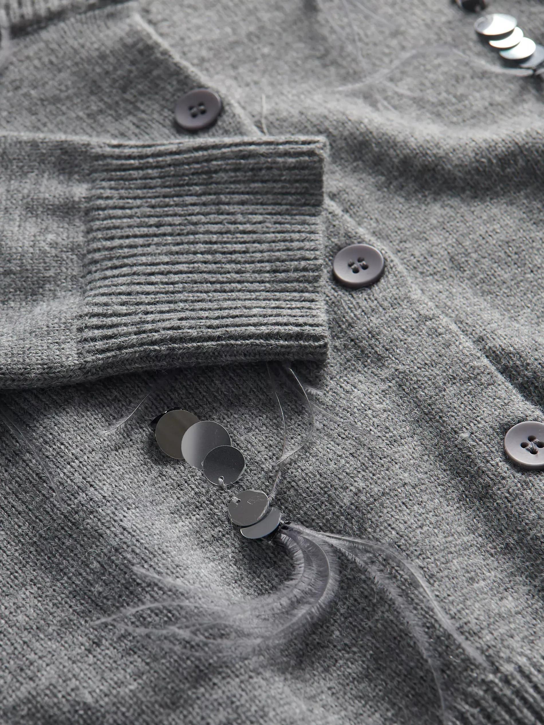 Grey Sweater With Shiny Appliqu�, , large image number 5