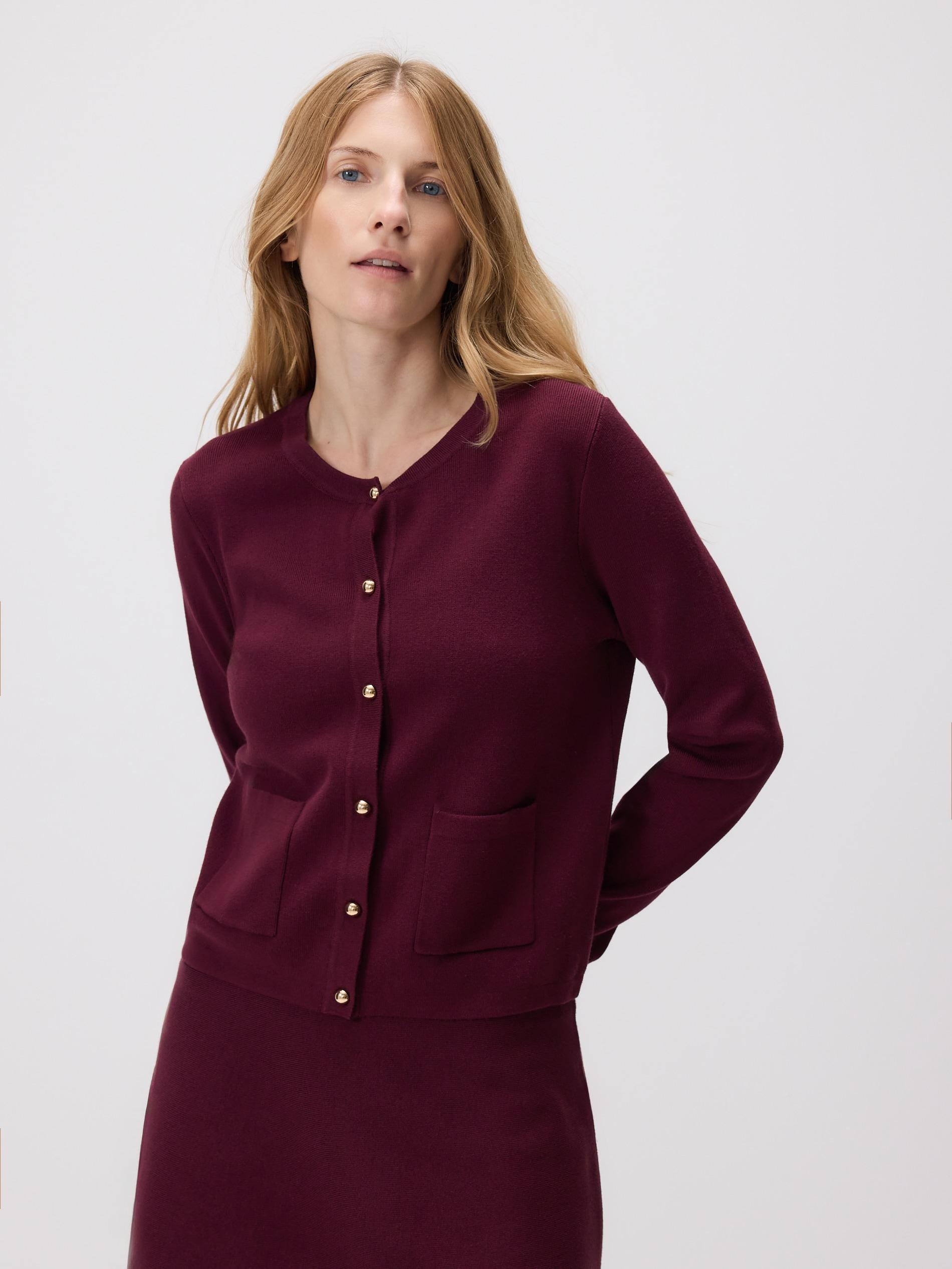 Purple Viscose Blend Cardigan, Purple, medium