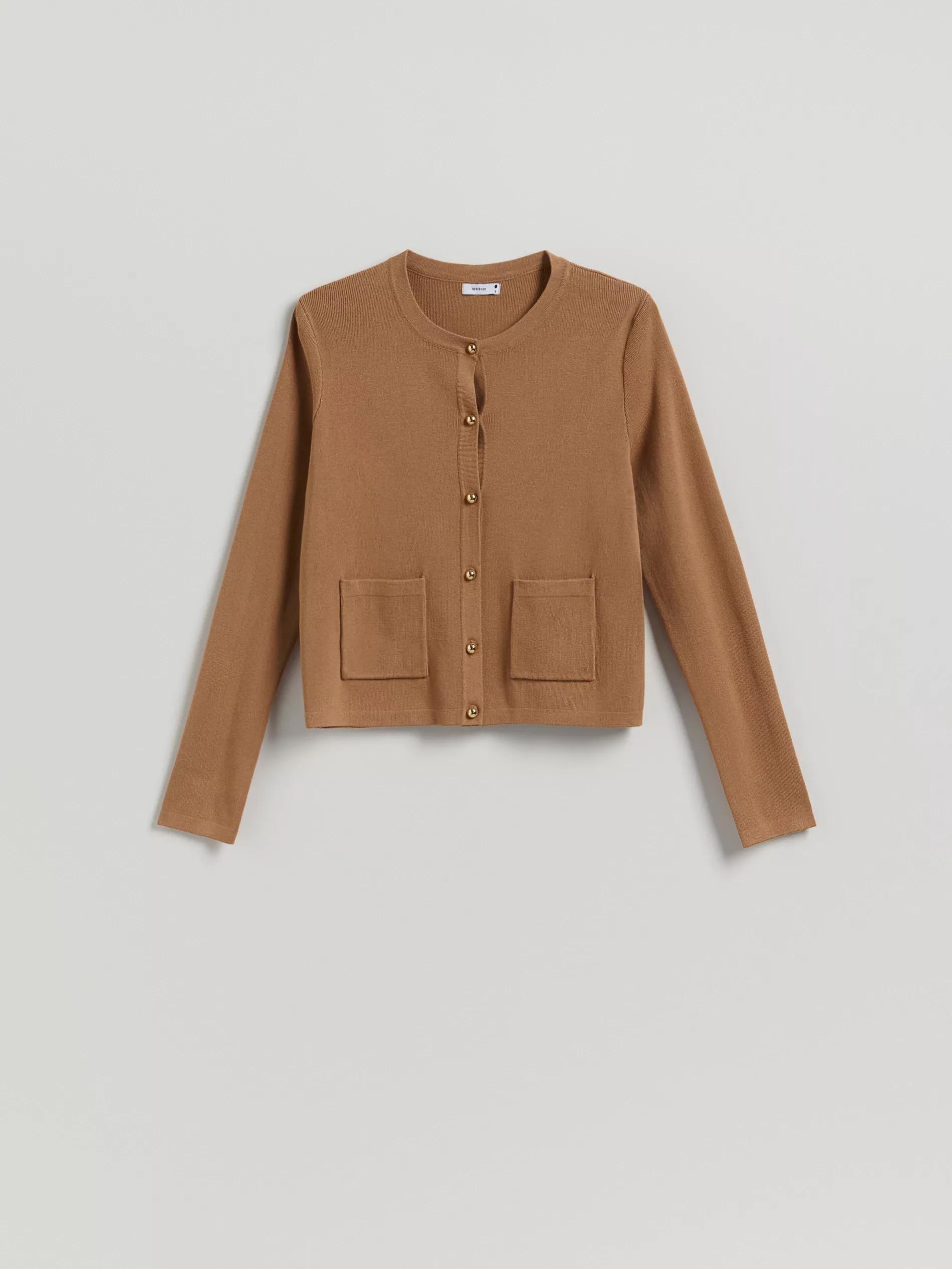 Beige Viscose Blend Cardigan, , medium