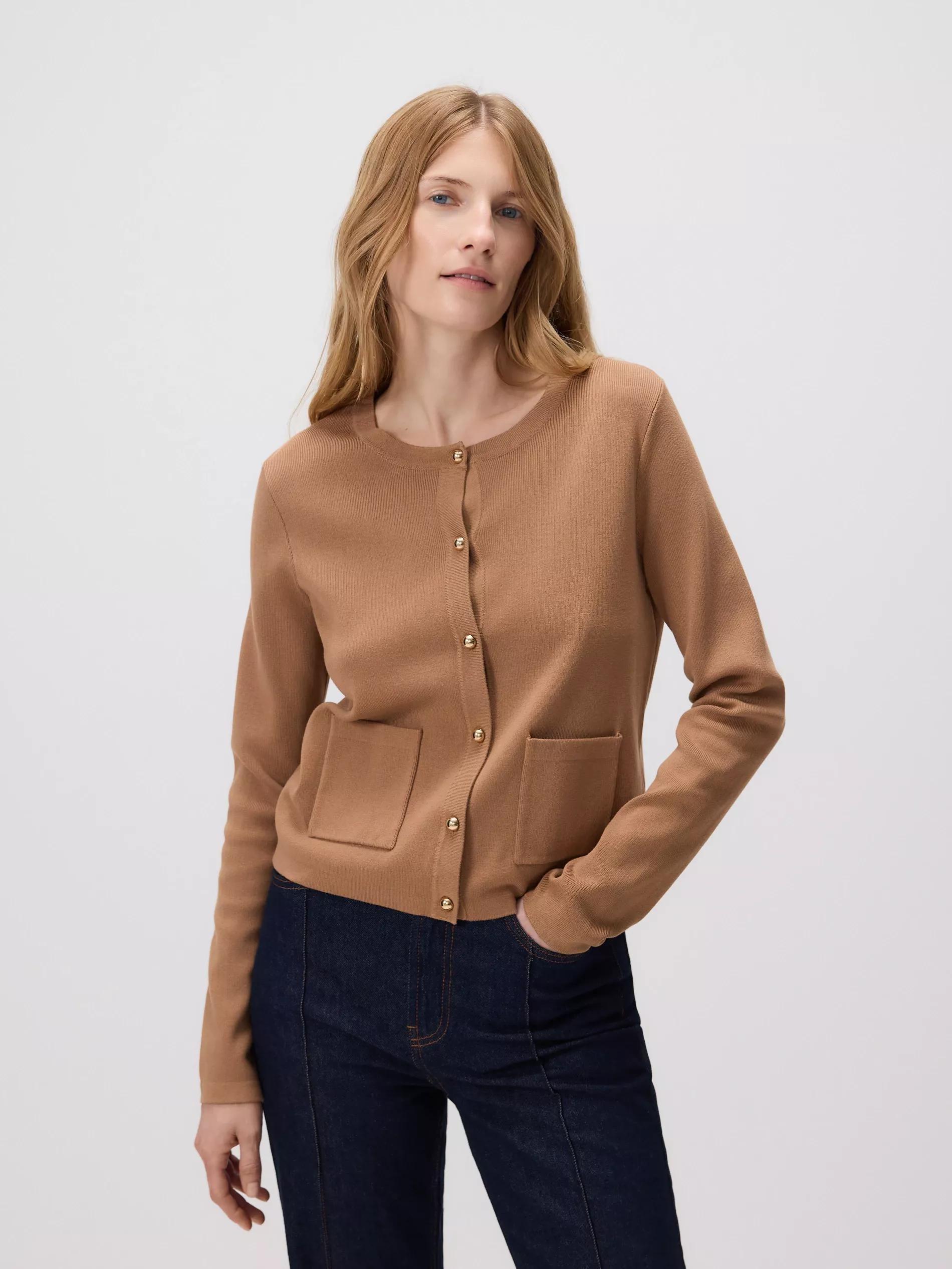 Beige Viscose Blend Cardigan, Beige, medium