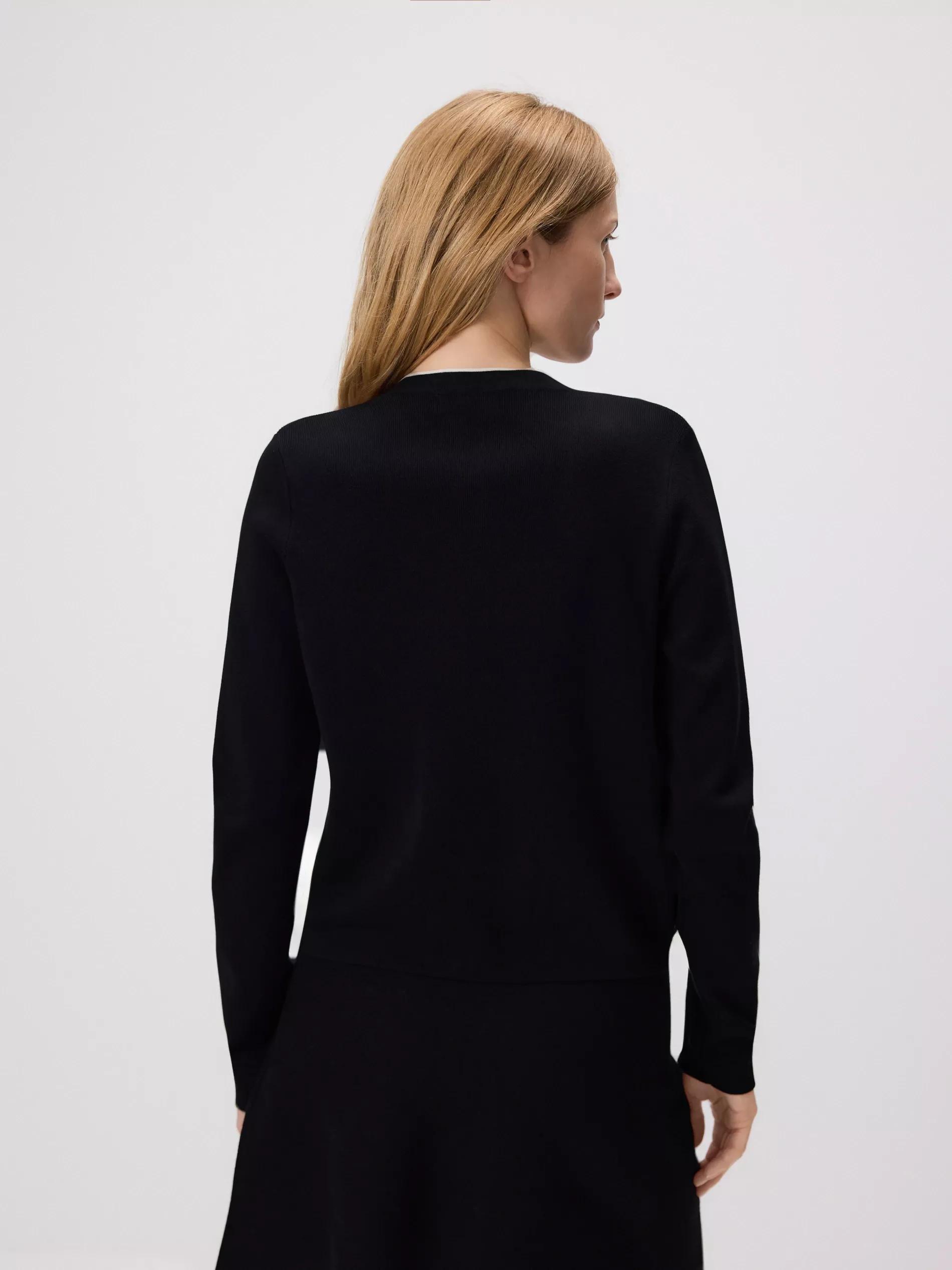 Black Viscose Blend Cardigan, Black, large image number 3