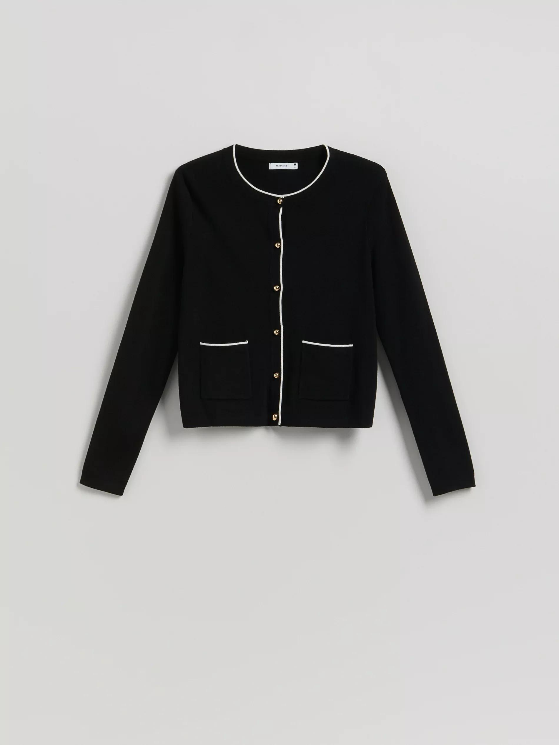 Black Viscose Blend Cardigan, Black, large image number 4