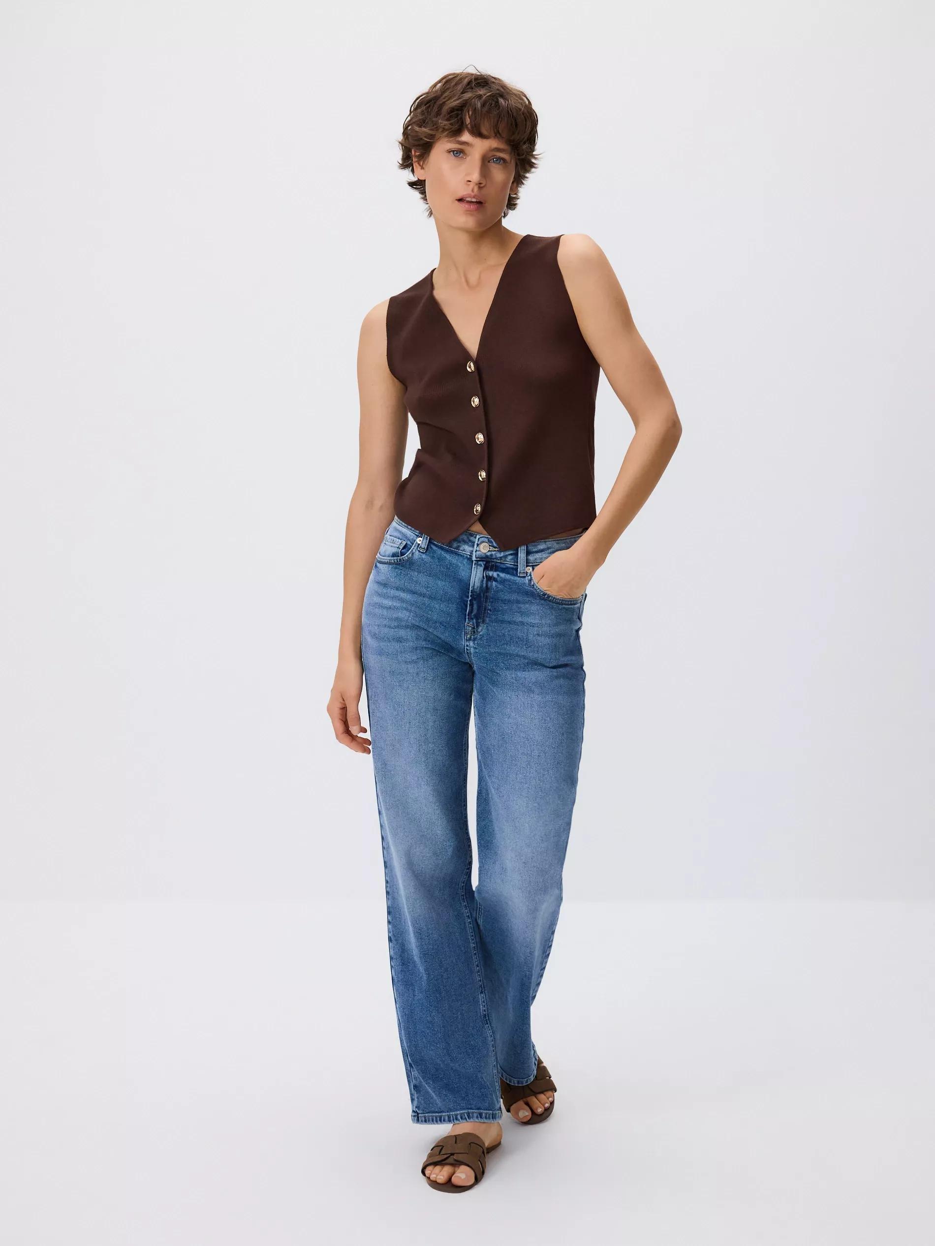 Brown Vest With Decorative Buttons, , large image number 1