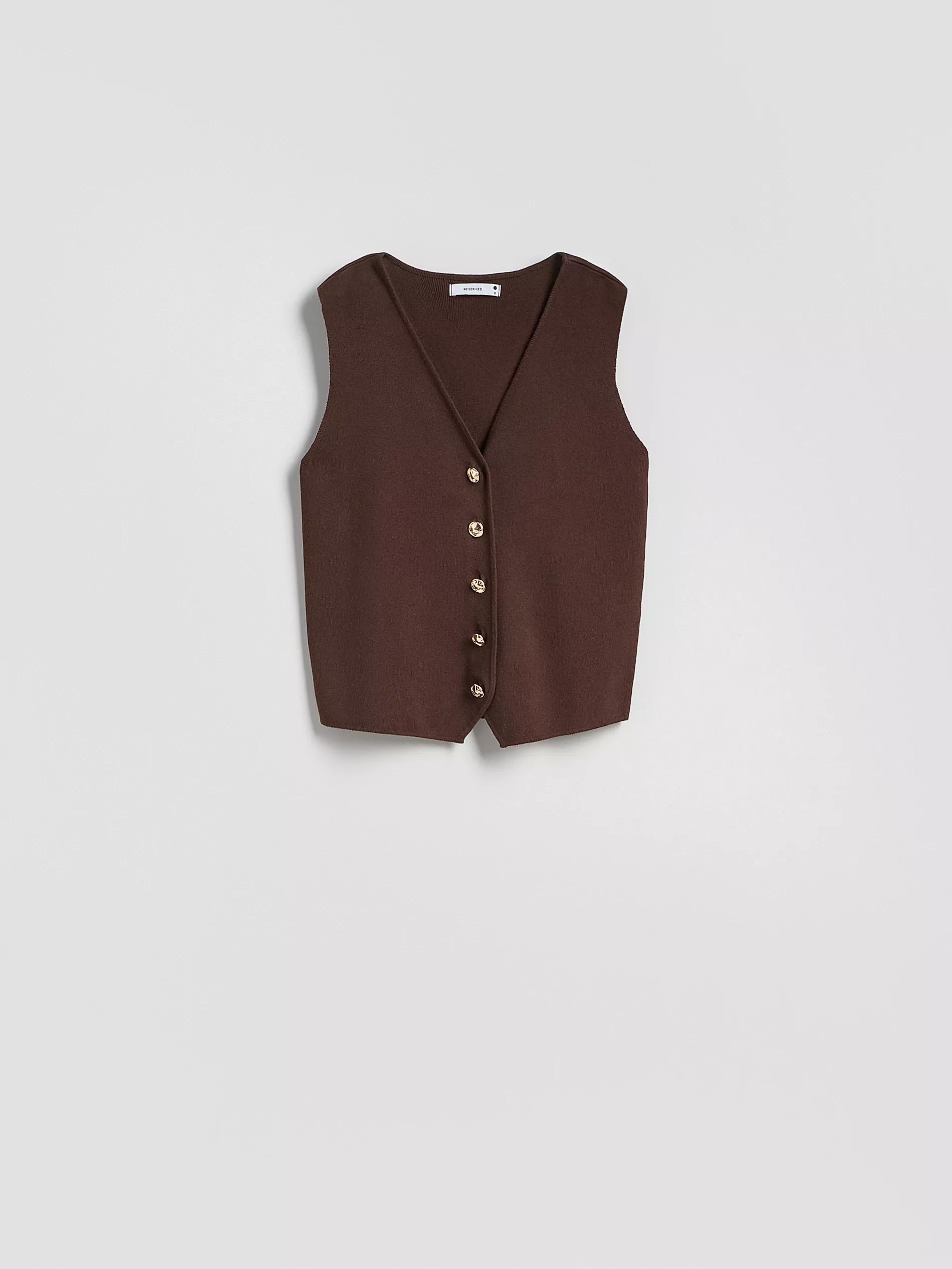 Brown Vest With Decorative Buttons, , large image number 3