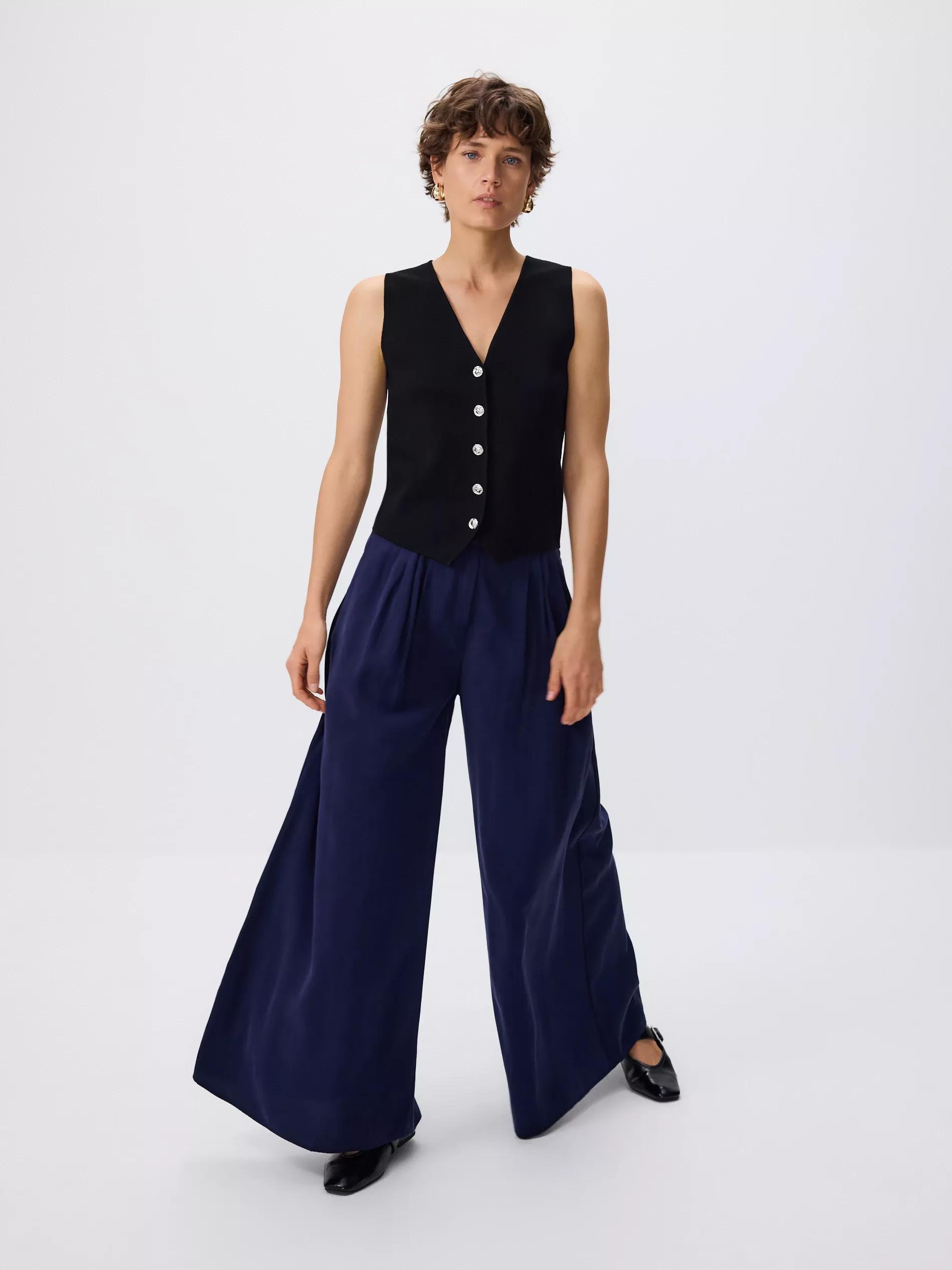 Black Vest With Decorative Buttons, , large image number 2