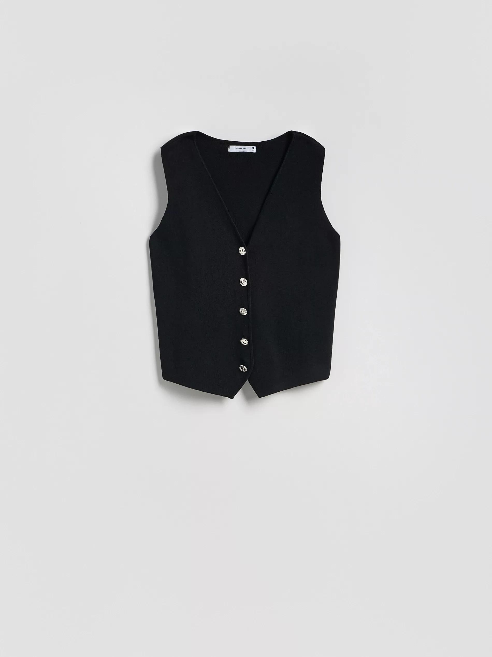 Black Vest With Decorative Buttons, , large image number 4