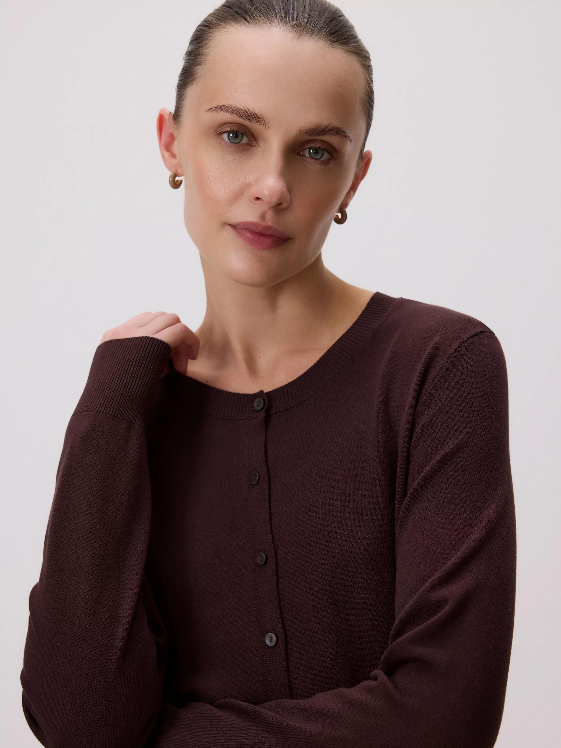 Brown Viscose Blend Cardigan, Brown, large image number 0