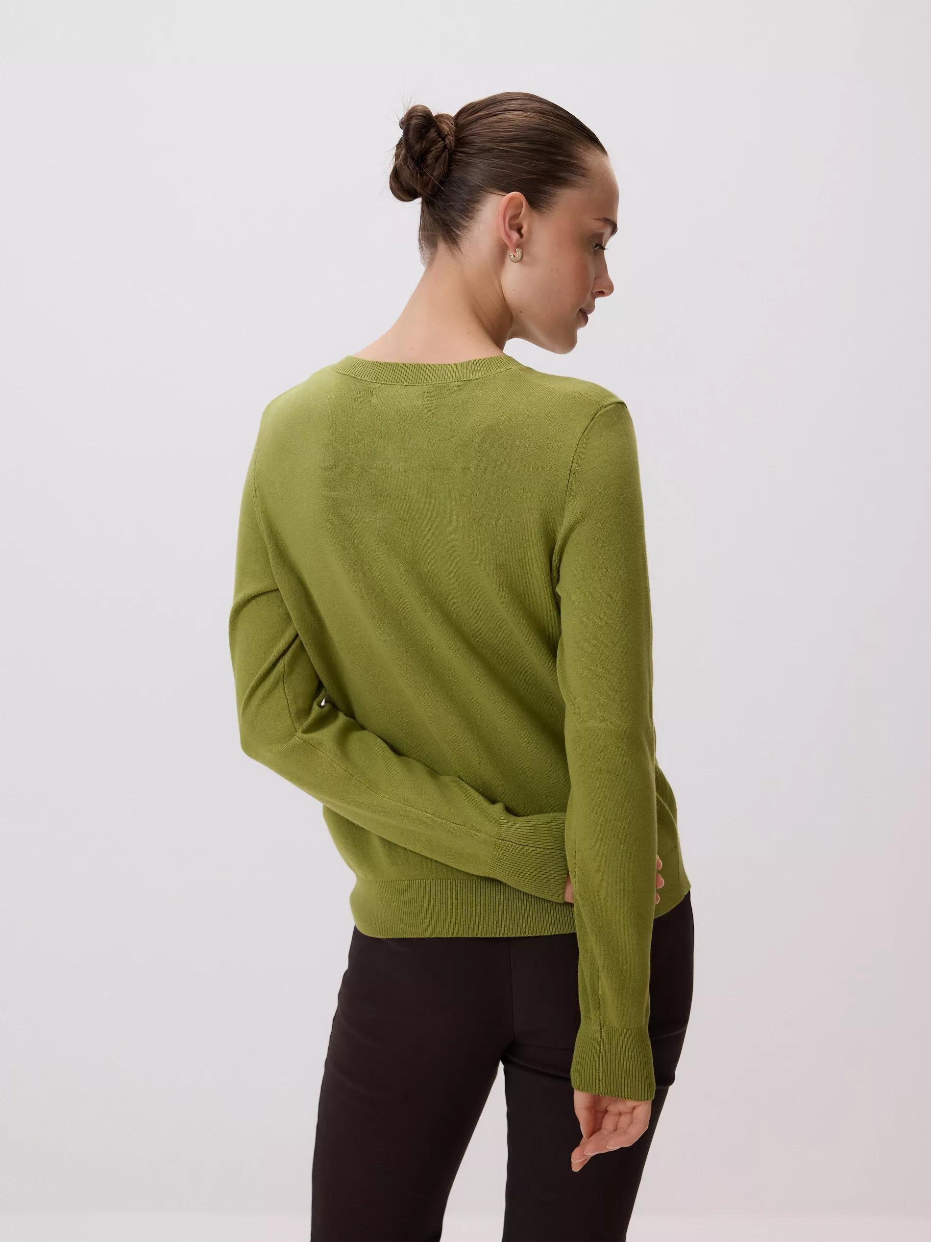 Green Viscose Blend Cardigan, Khaki, large image number 2