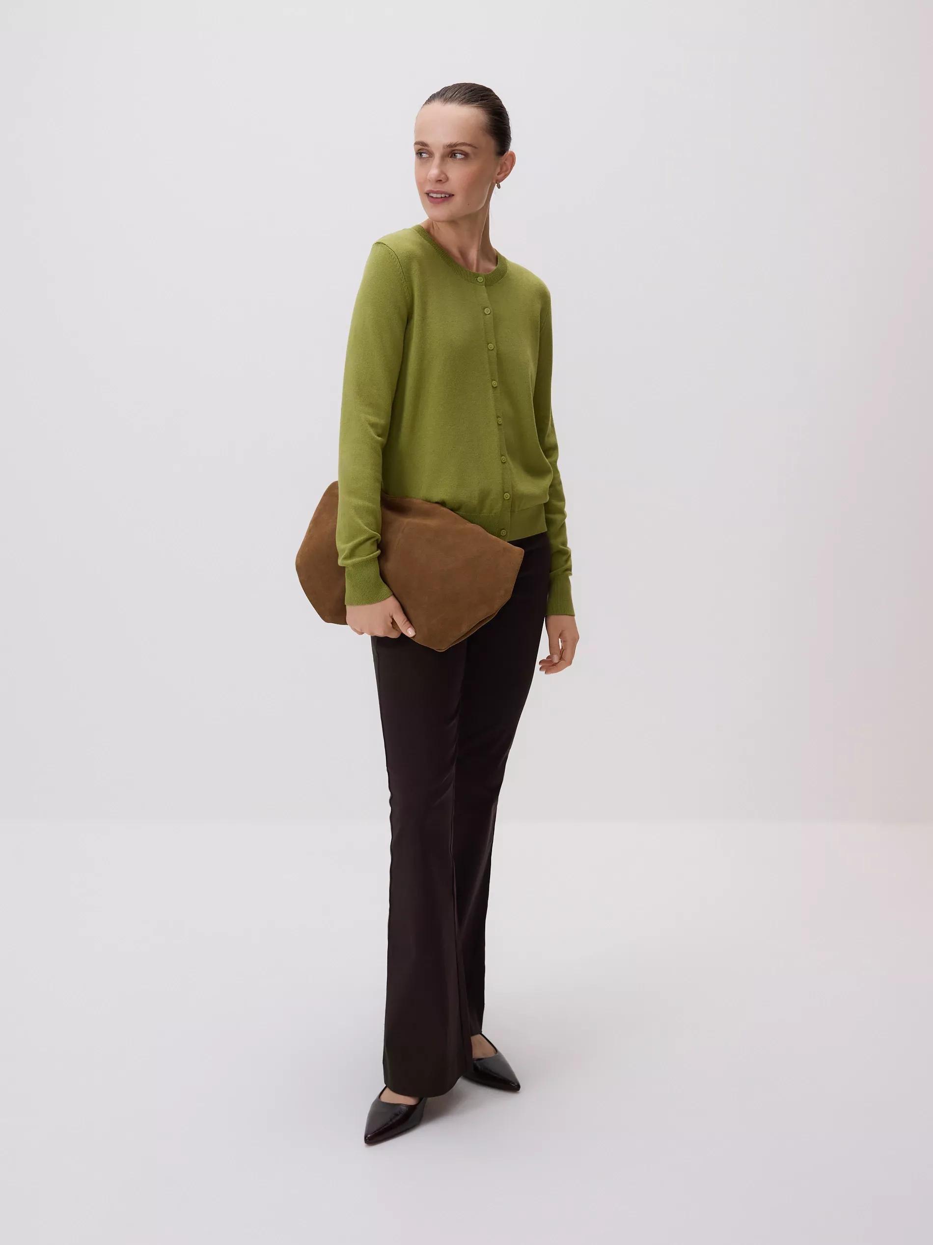 Green Viscose Blend Cardigan, Khaki, medium